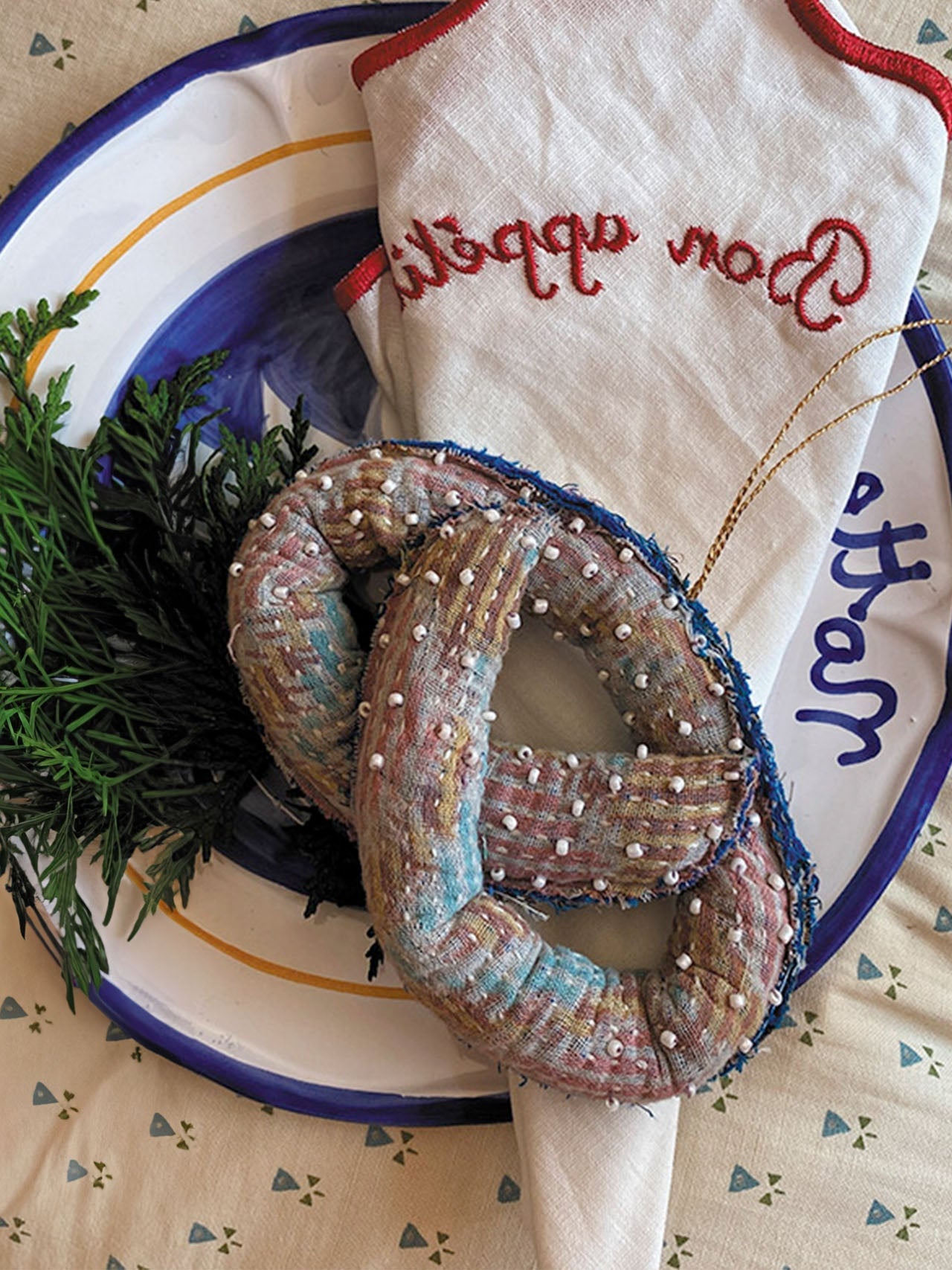 Pretzel Kantha Ornament - Sale