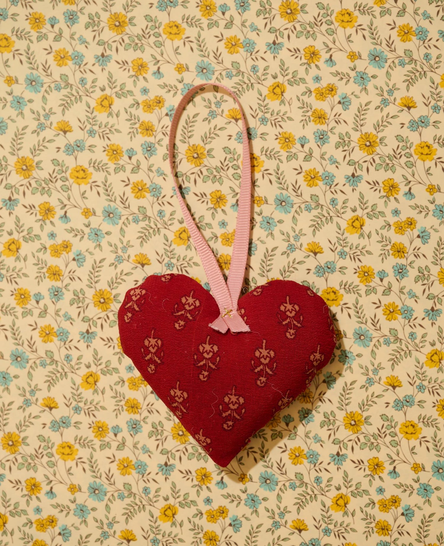 Megan Heart SILK Ornament - Red Sunset