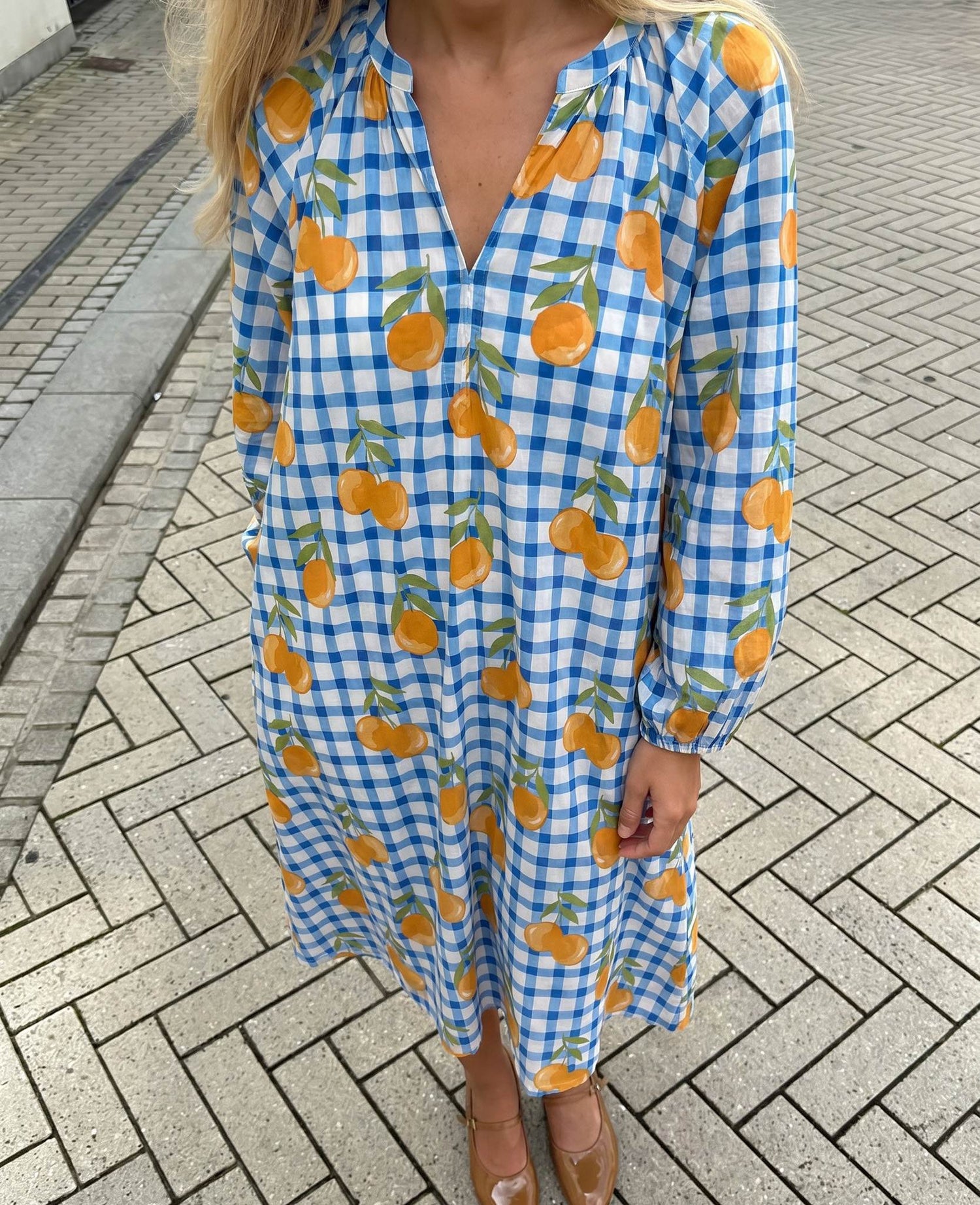 Lara Dress - Blue Orange