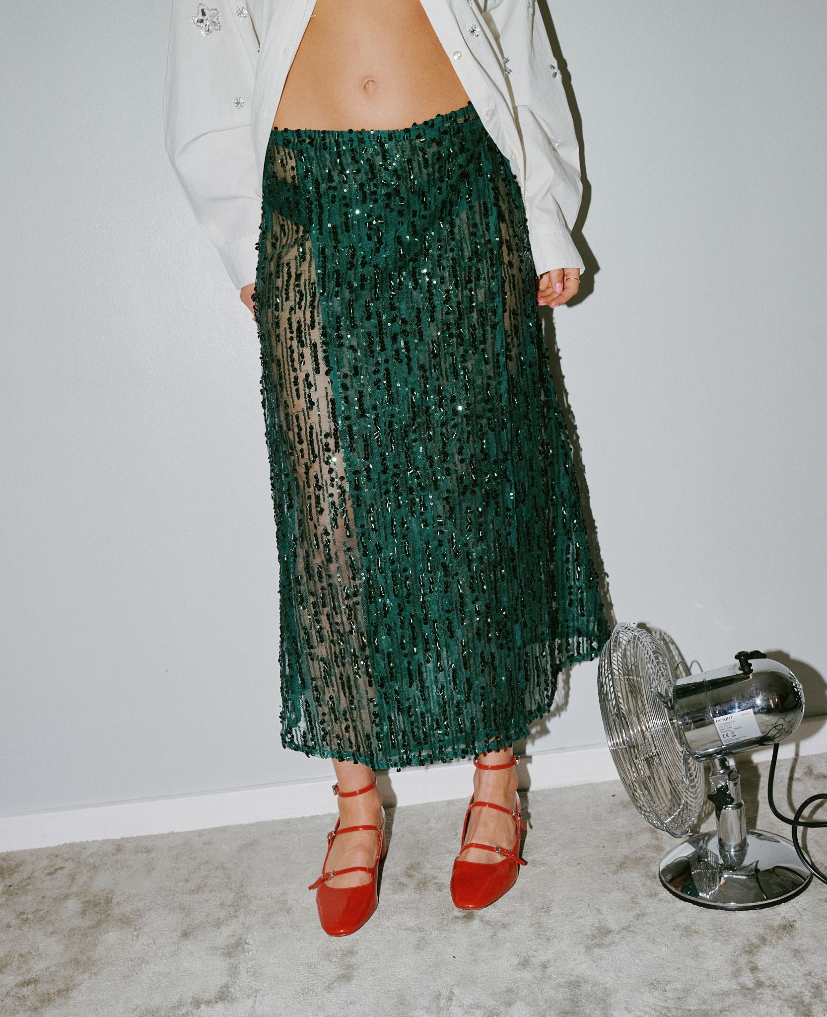 Mystique Jacquard Jumper Skirt　グリーン Betsy Wrap Skirt - Dark Green – SISSEL EDELBO