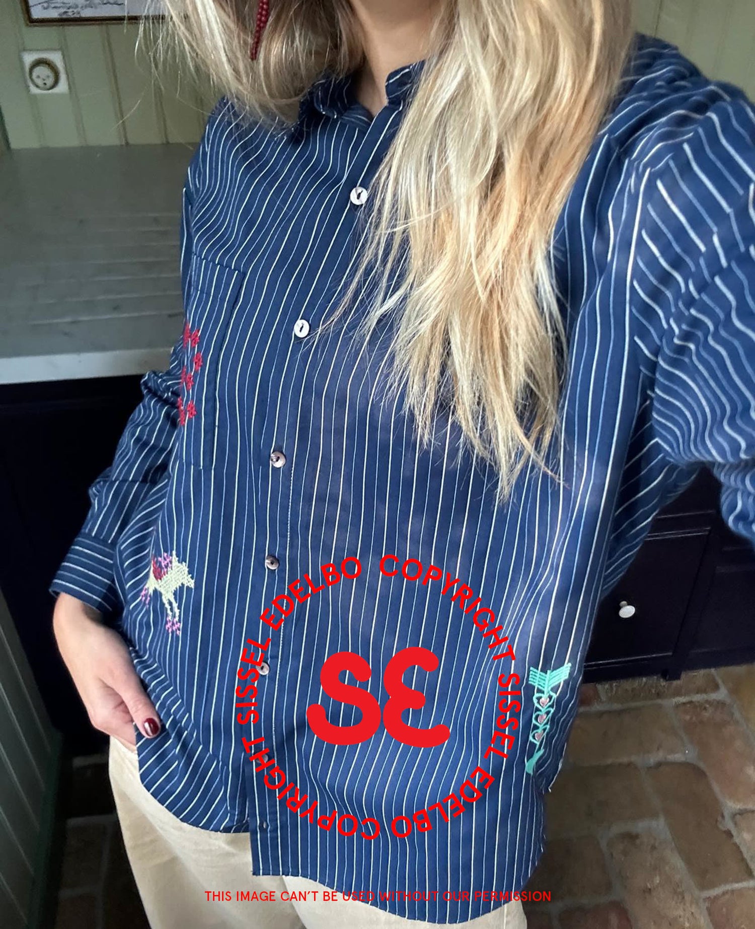 Brenna Shirt - Navy Stripes