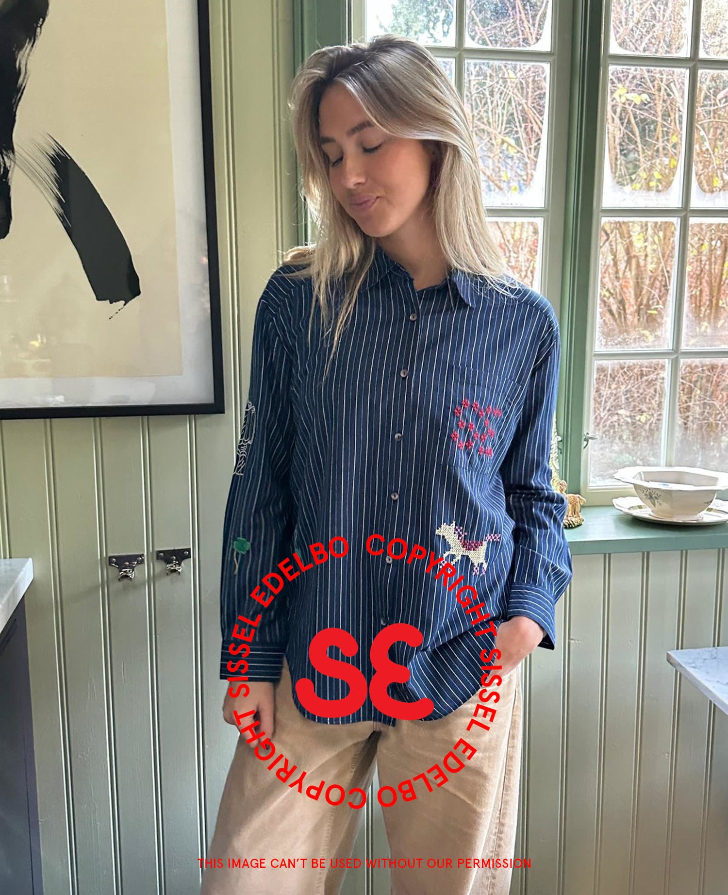 Brenna Shirt - Navy Stripes