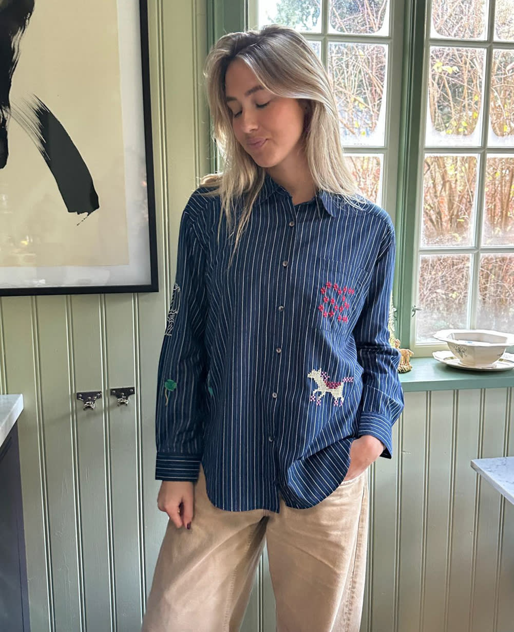 Brenna Shirt - Navy Stripes