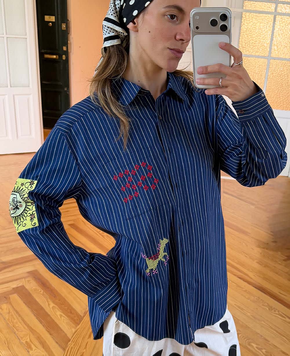 Brenna Shirt - Navy Stripes
