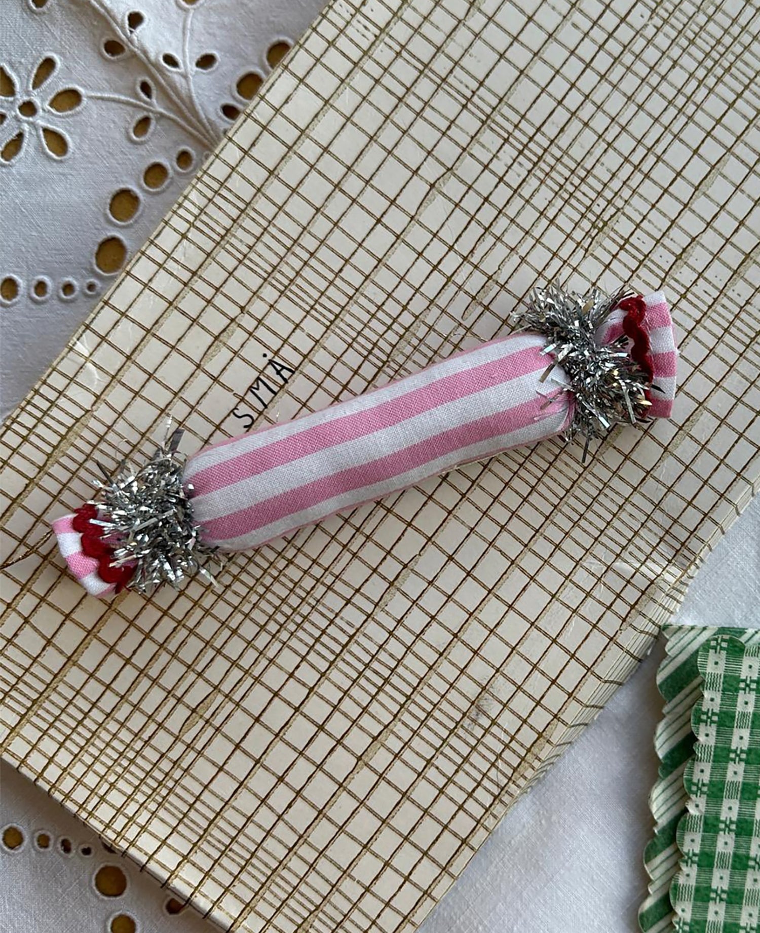 Crackers Ornament - Pink Wide Stripes