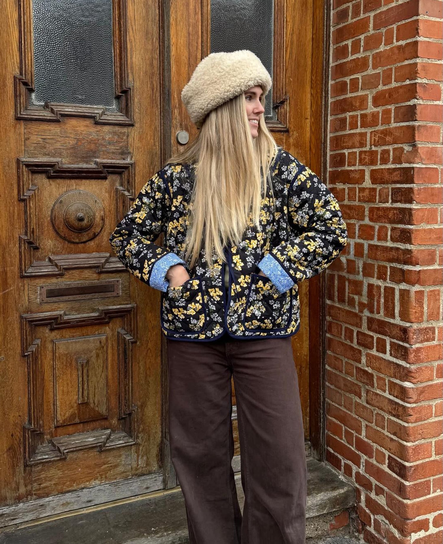 Daniella Jacket - Wine Ditsy Yellow