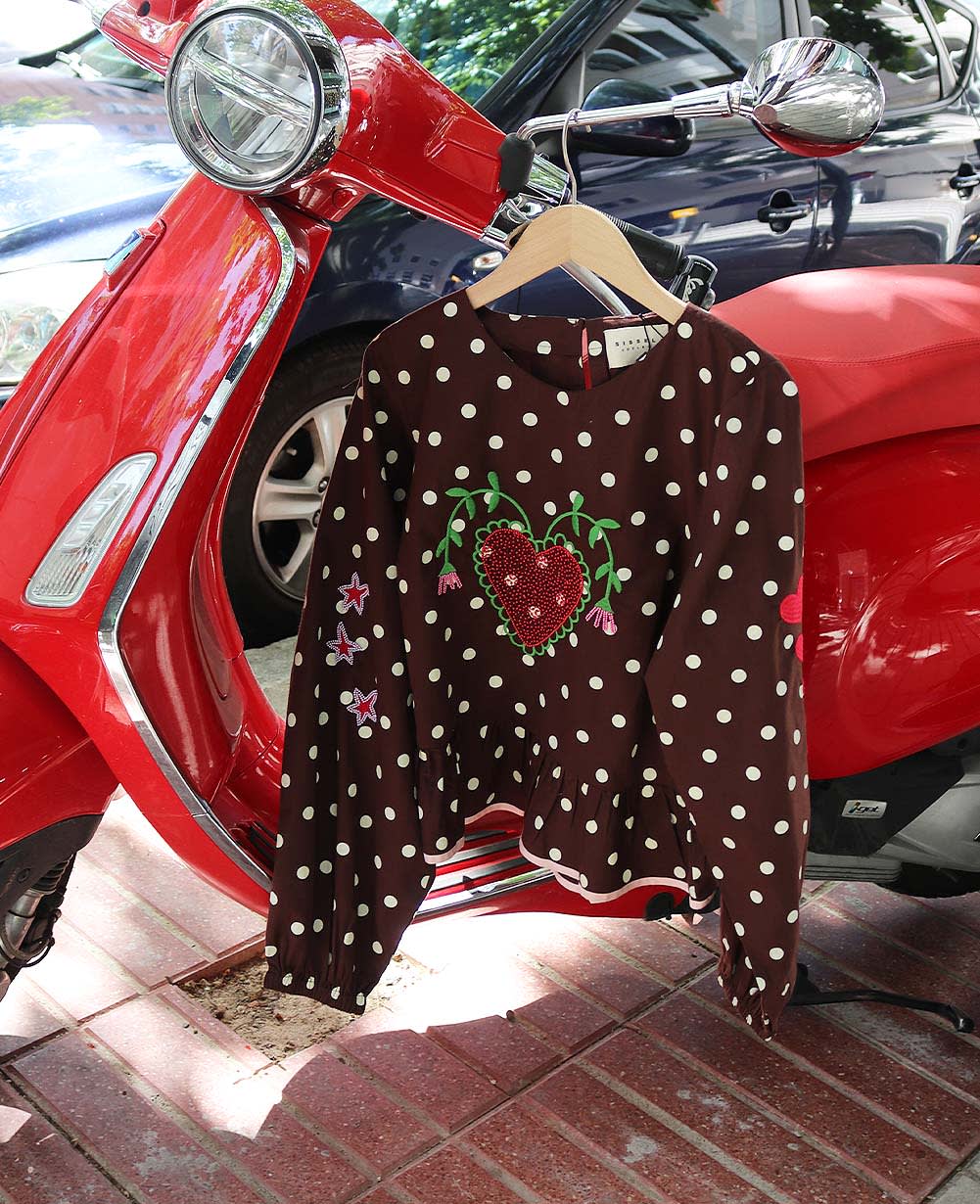 Diana Top - Brown Dot