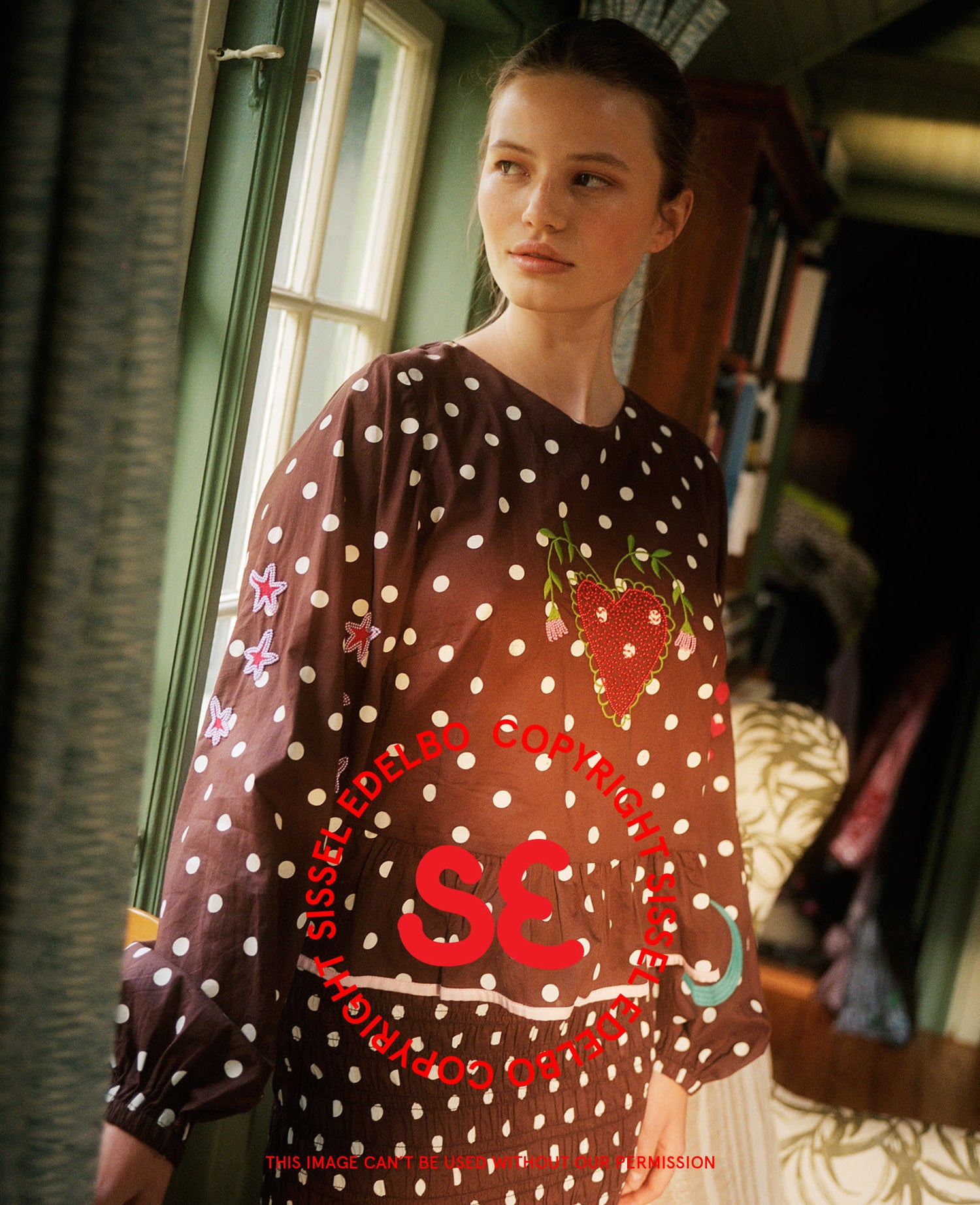 Diana Top - Brown Dot