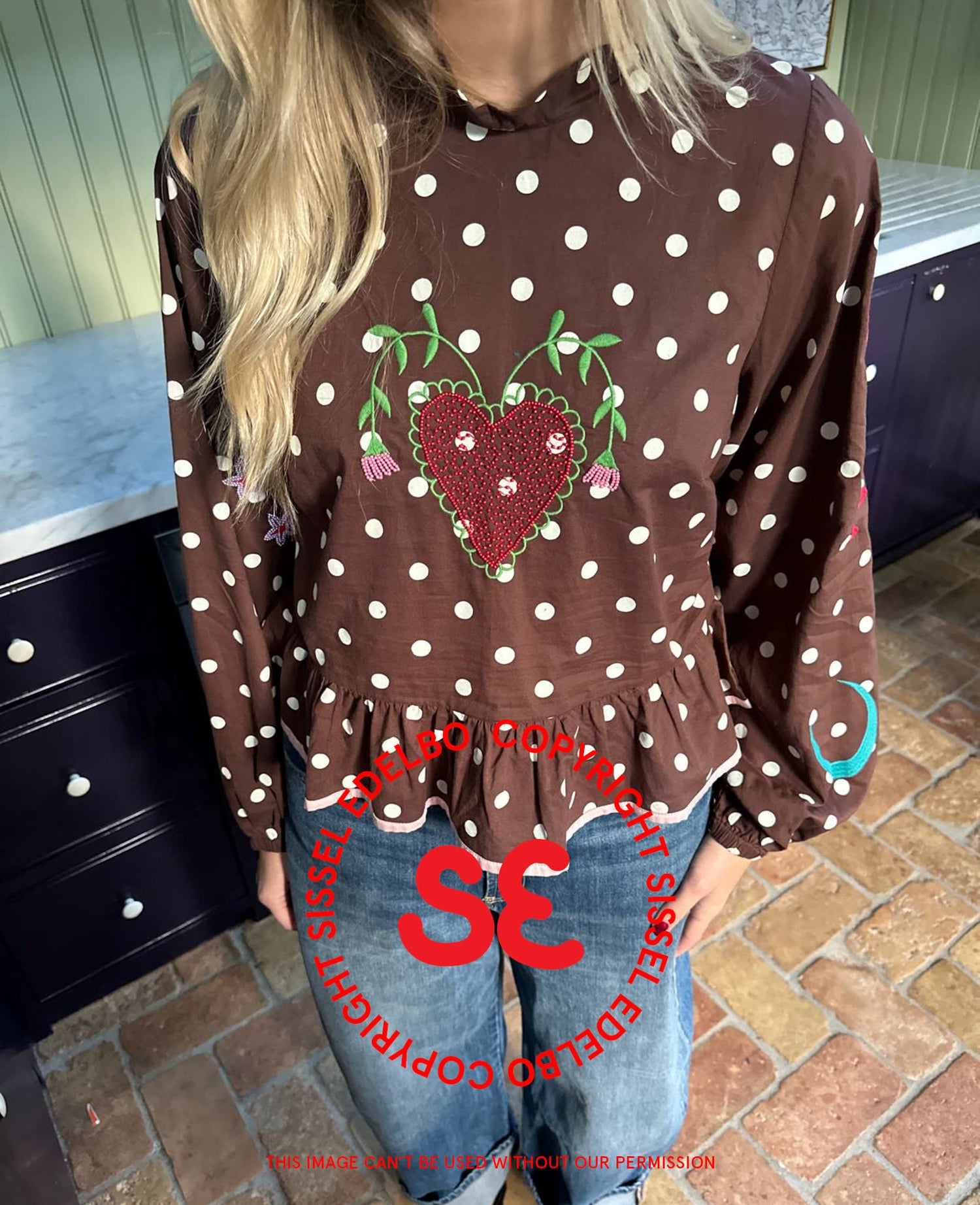 Diana Top - Brown Dot