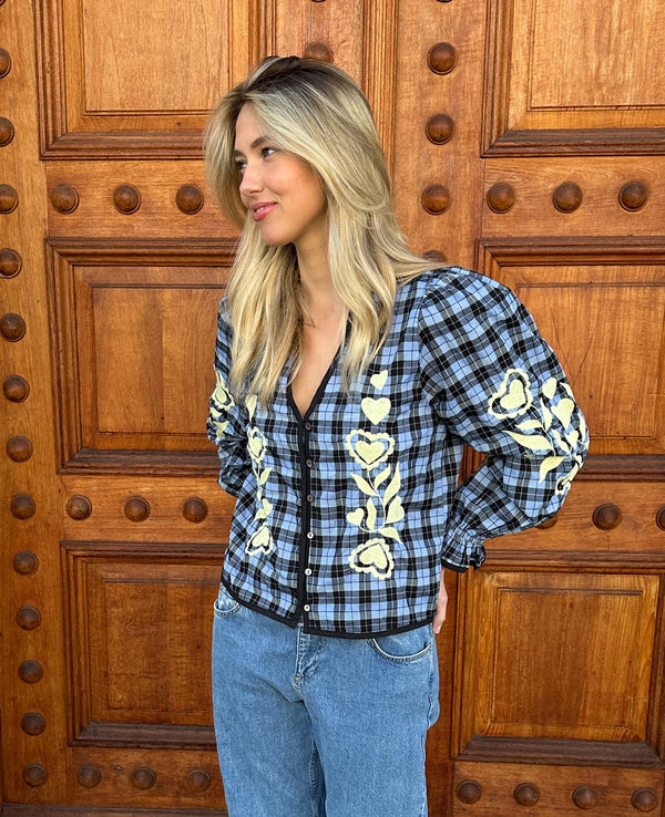 Fran Top - Blue Checks