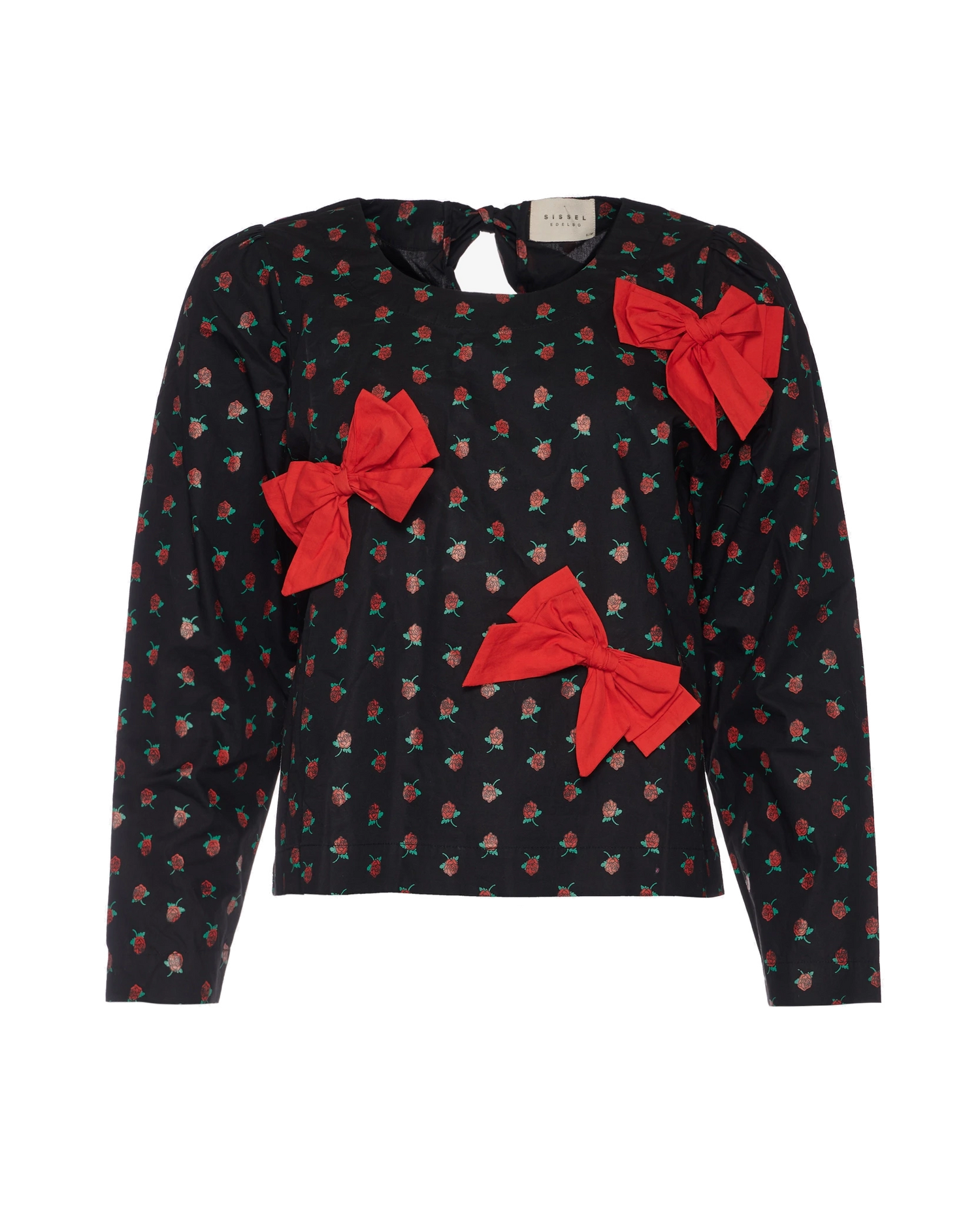 Frederikke Top - Black w. Red Roses