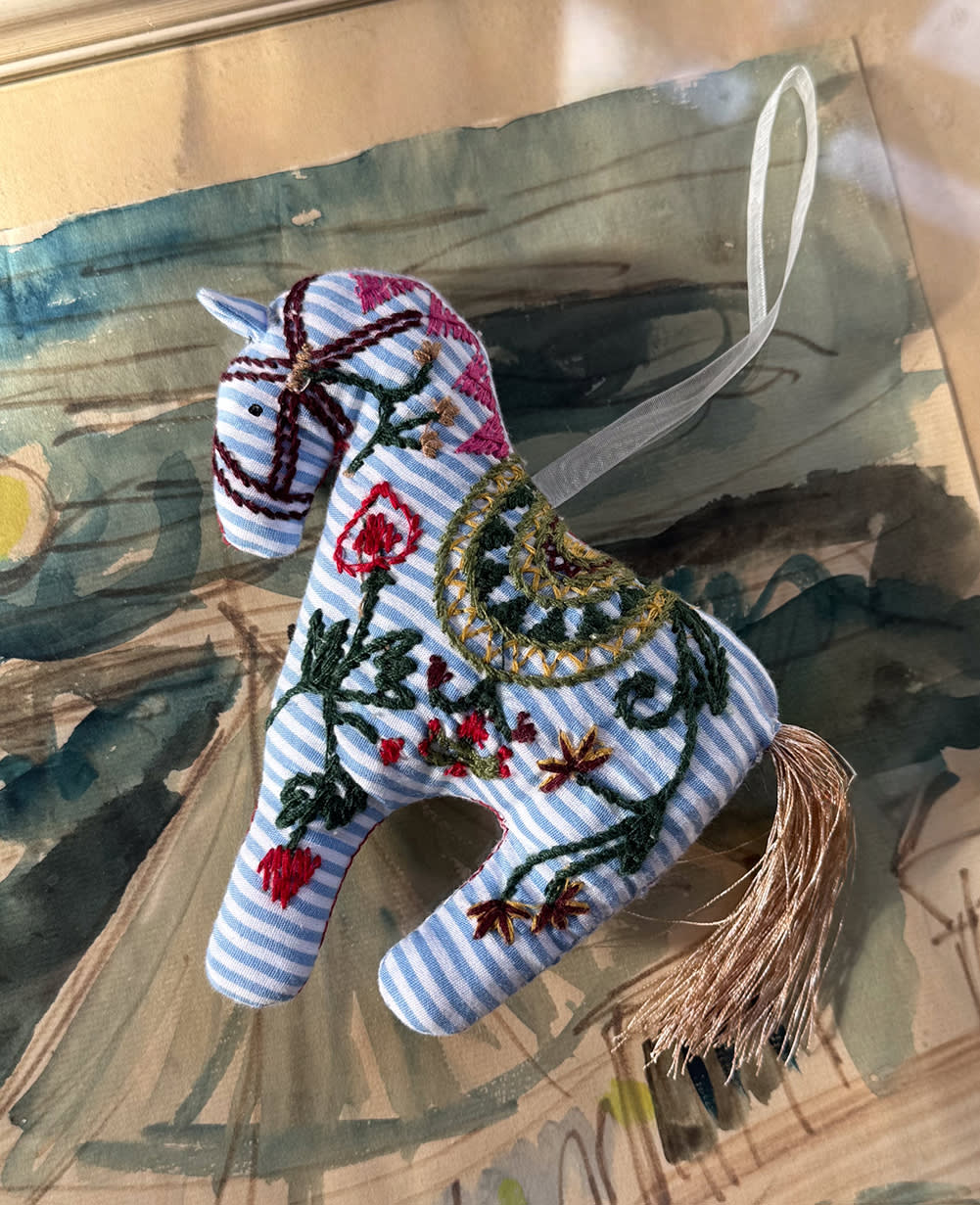 Hellen Horse Ornament - Blue Stripes