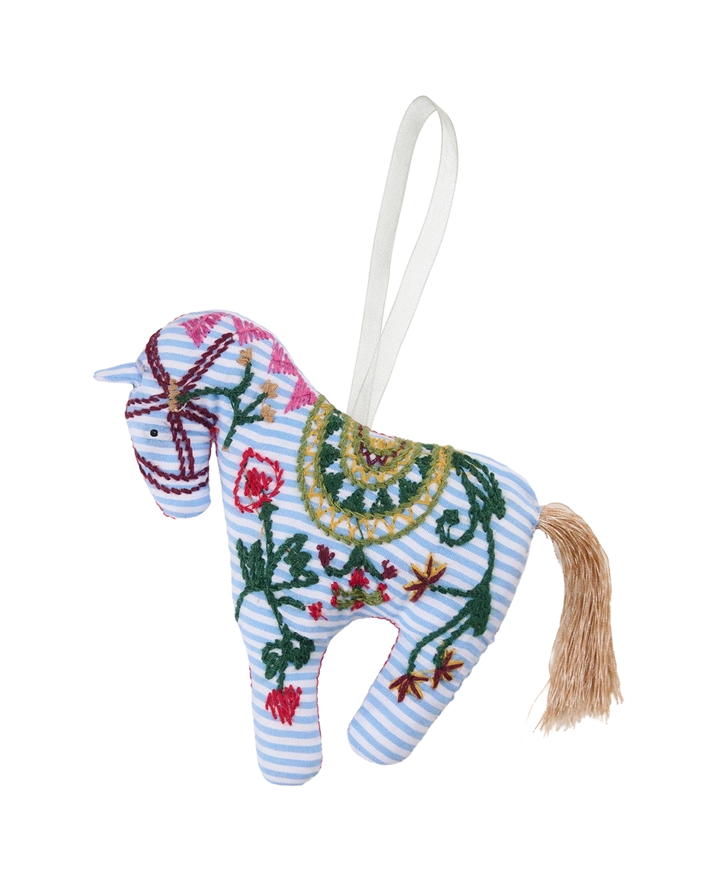 Hellen Horse Ornament - Blue Stripes