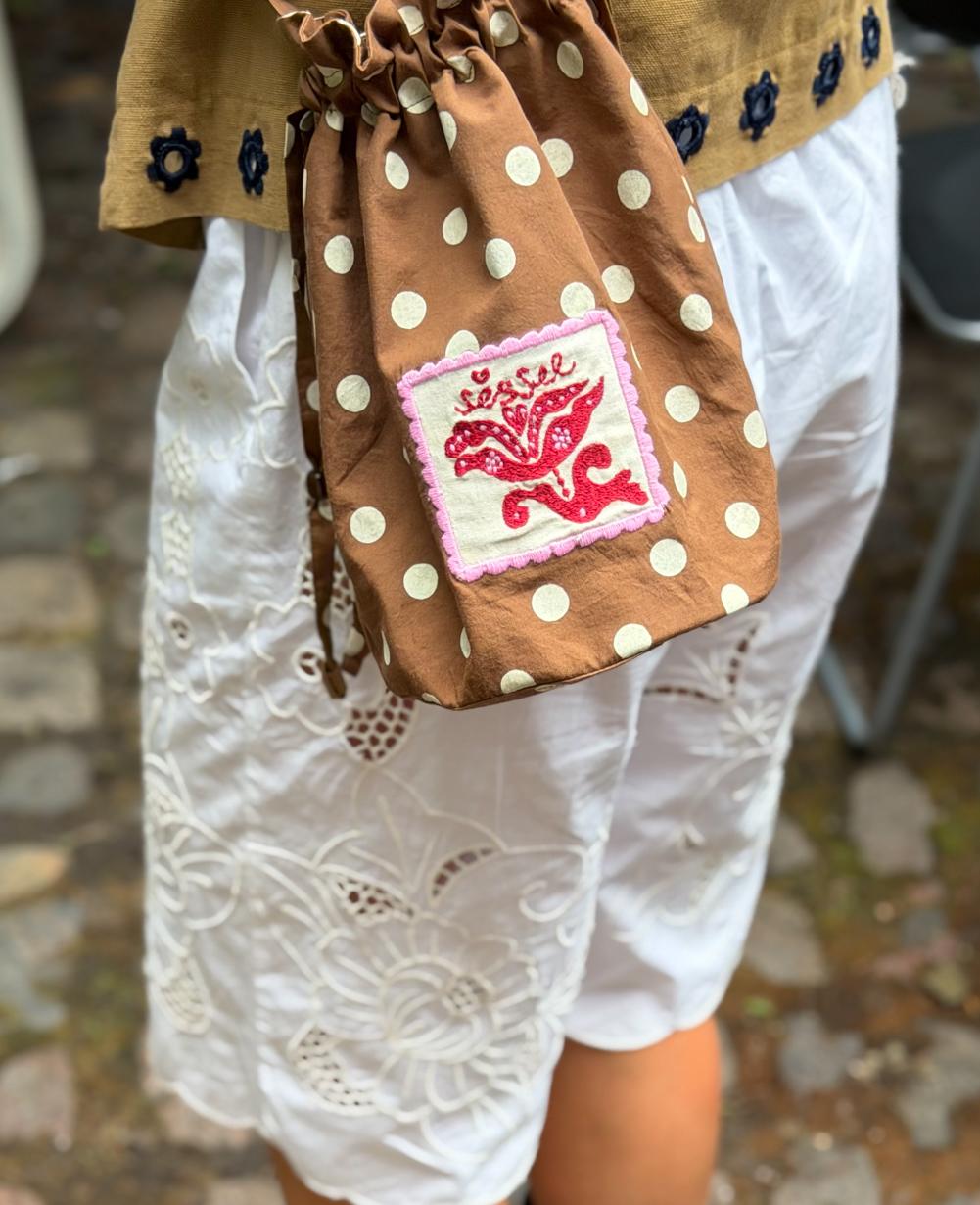 Babba Drawstring Bag - Dotty Brown