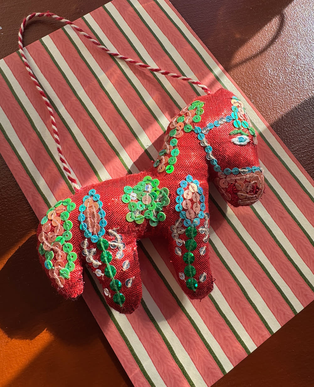 Indian Horse Ornament - Metallic Red