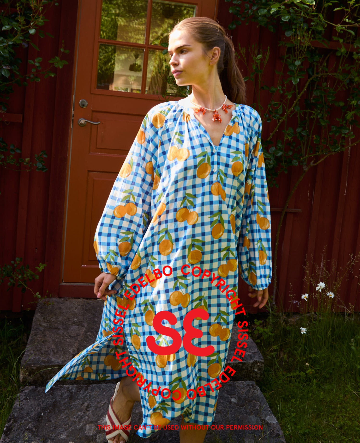 Lara Dress - Blue Orange