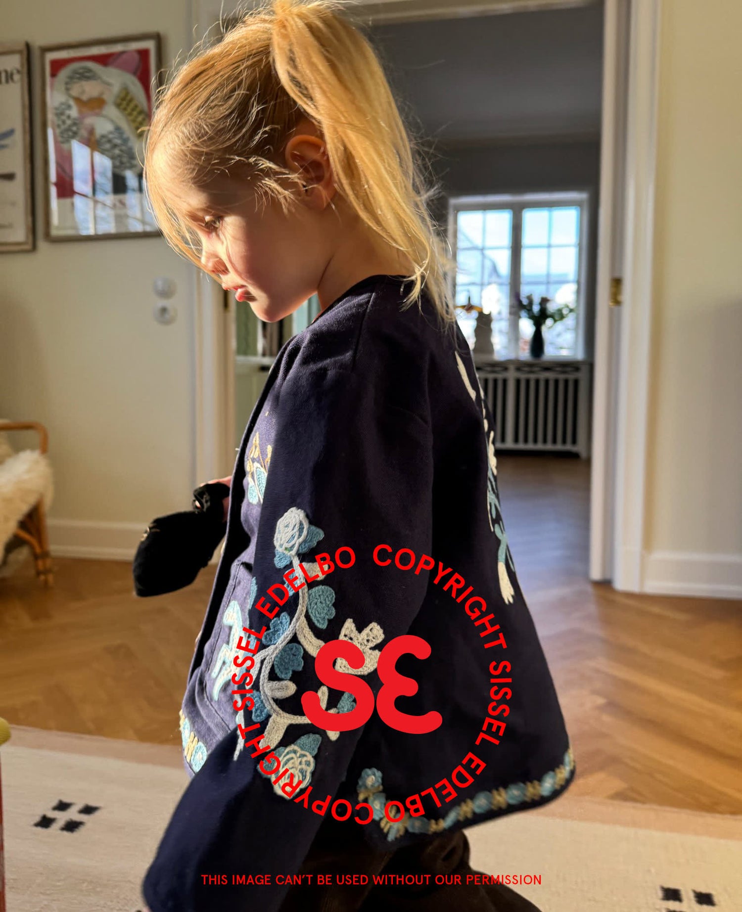 Maggie MINI Jacket - Navy Horses
