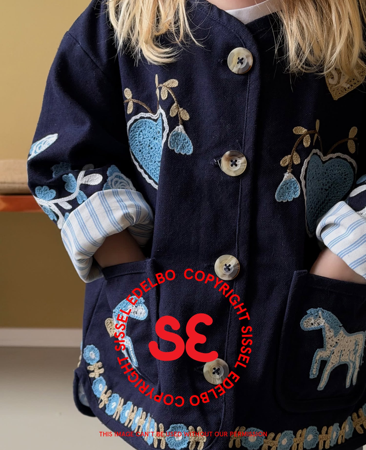 Maggie MINI Jacket - Navy Horses