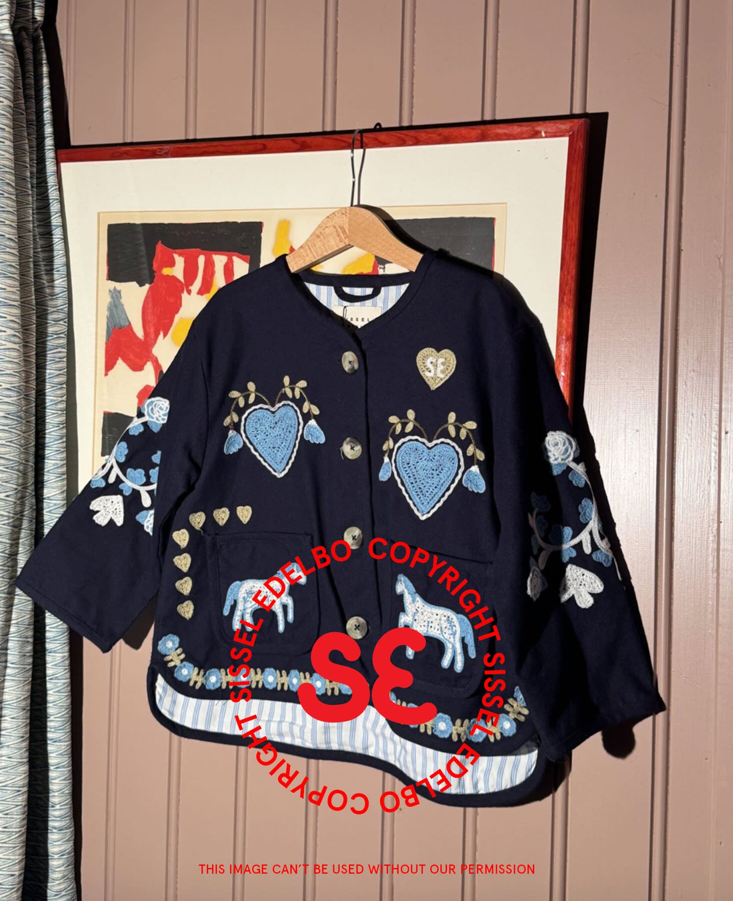 Maggie MINI Jacket - Navy Horses