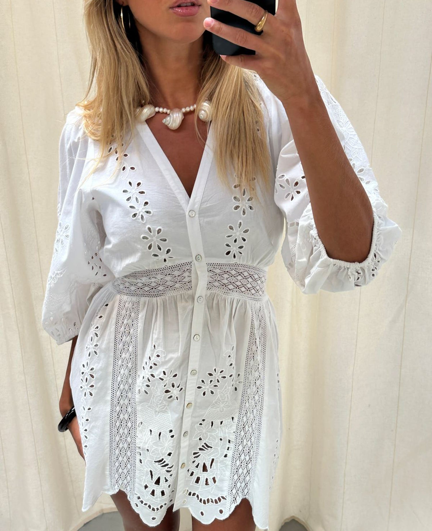 Mila Short Dress - Ecru