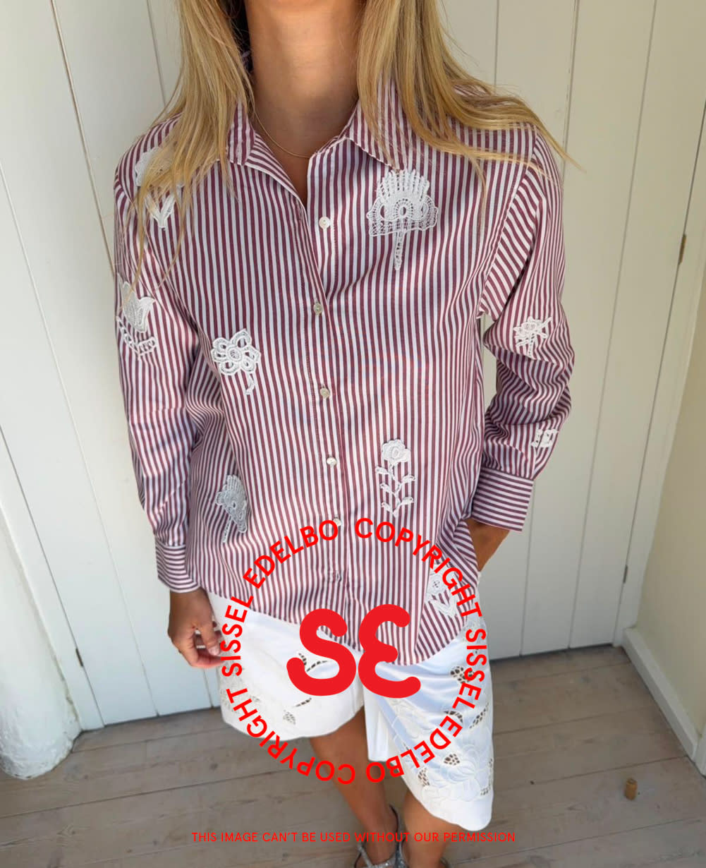 Olive Shirt - Red Stripes