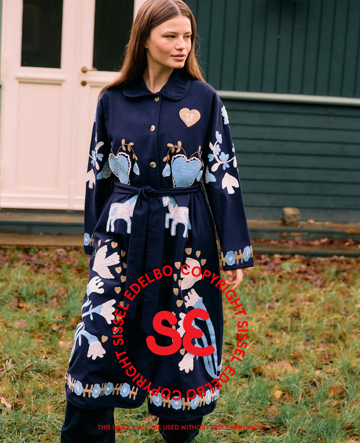 Rose Coat - Navy Horses