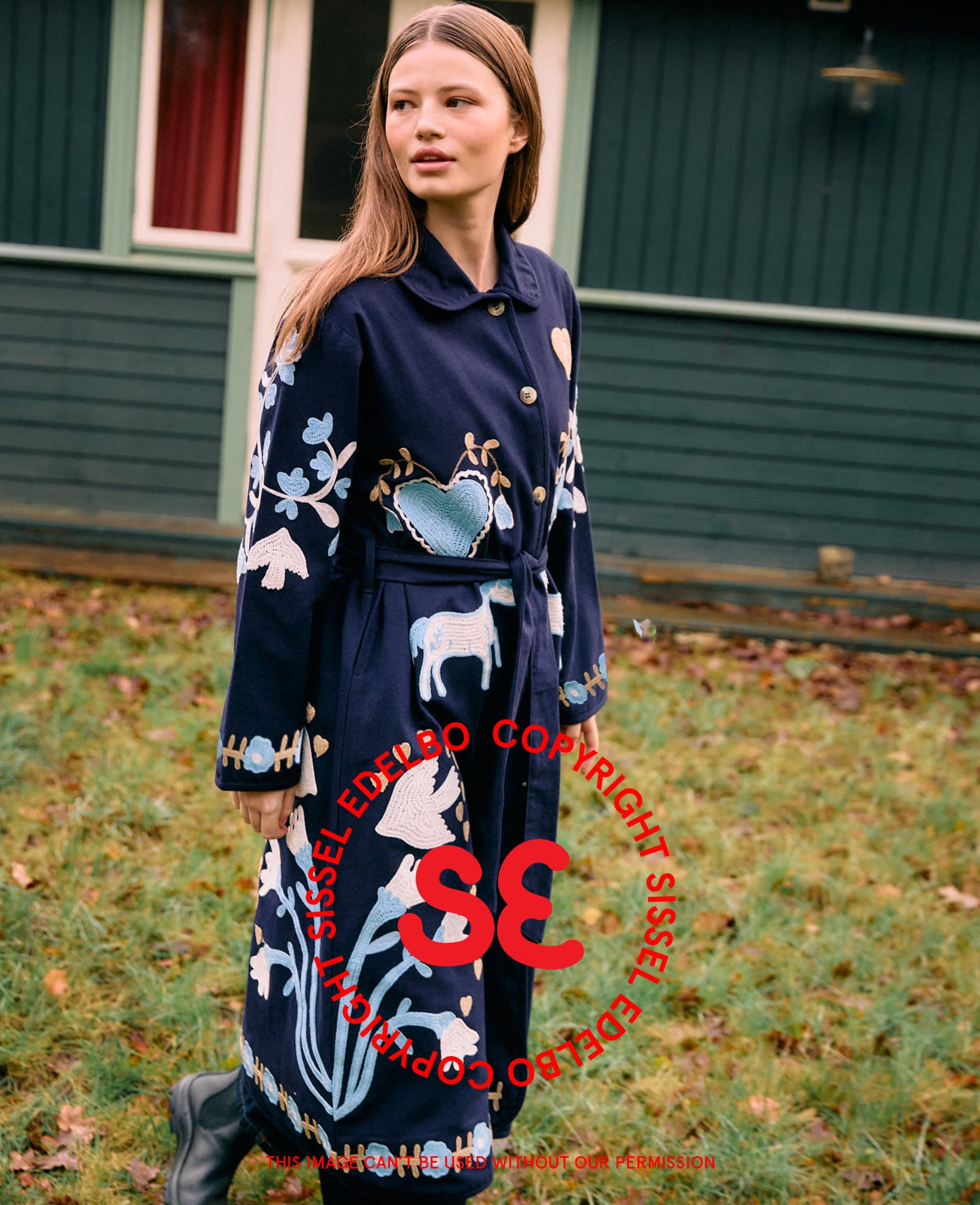 Rose Coat - Navy Horses