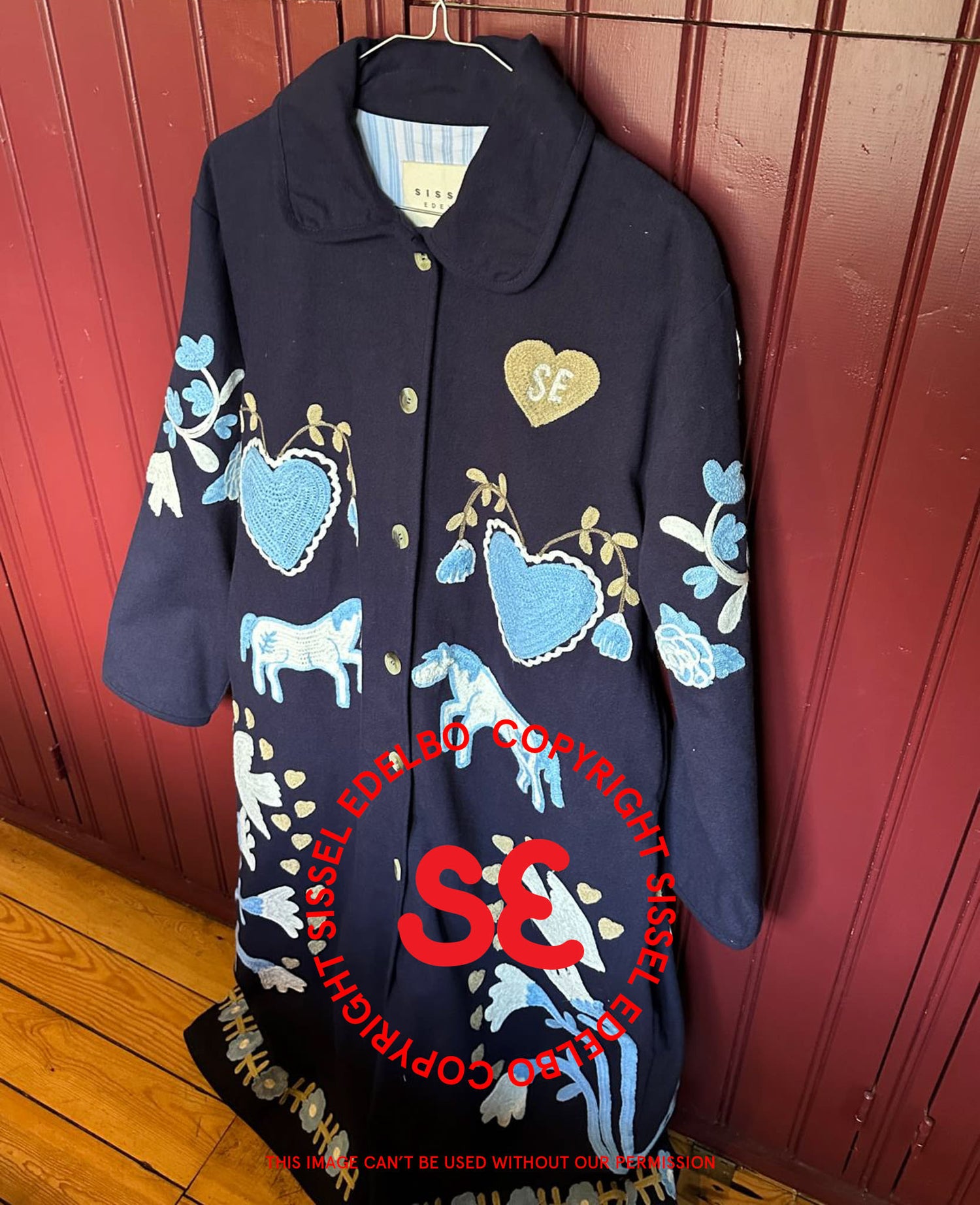Rose Coat - Navy Horses