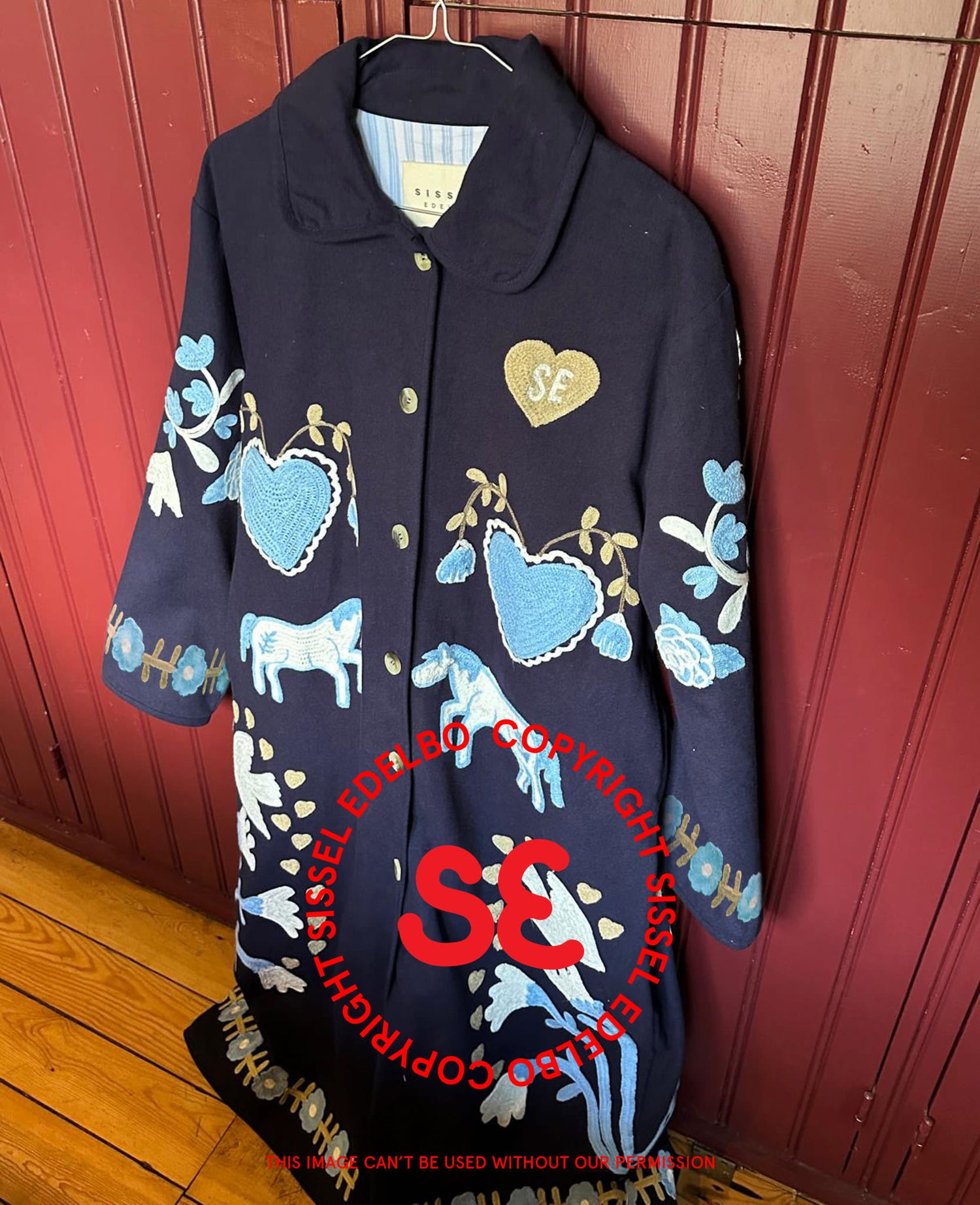 Rose Coat - Navy Horses