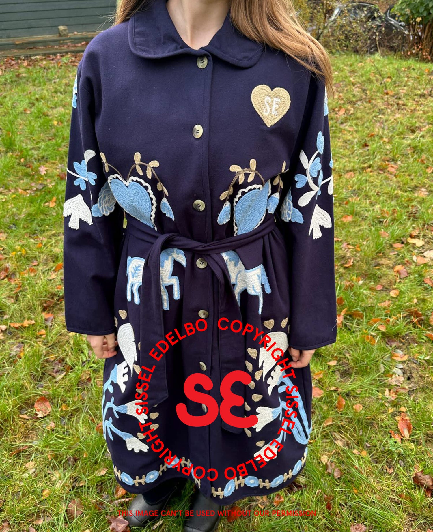 Rose Coat - Navy Horses