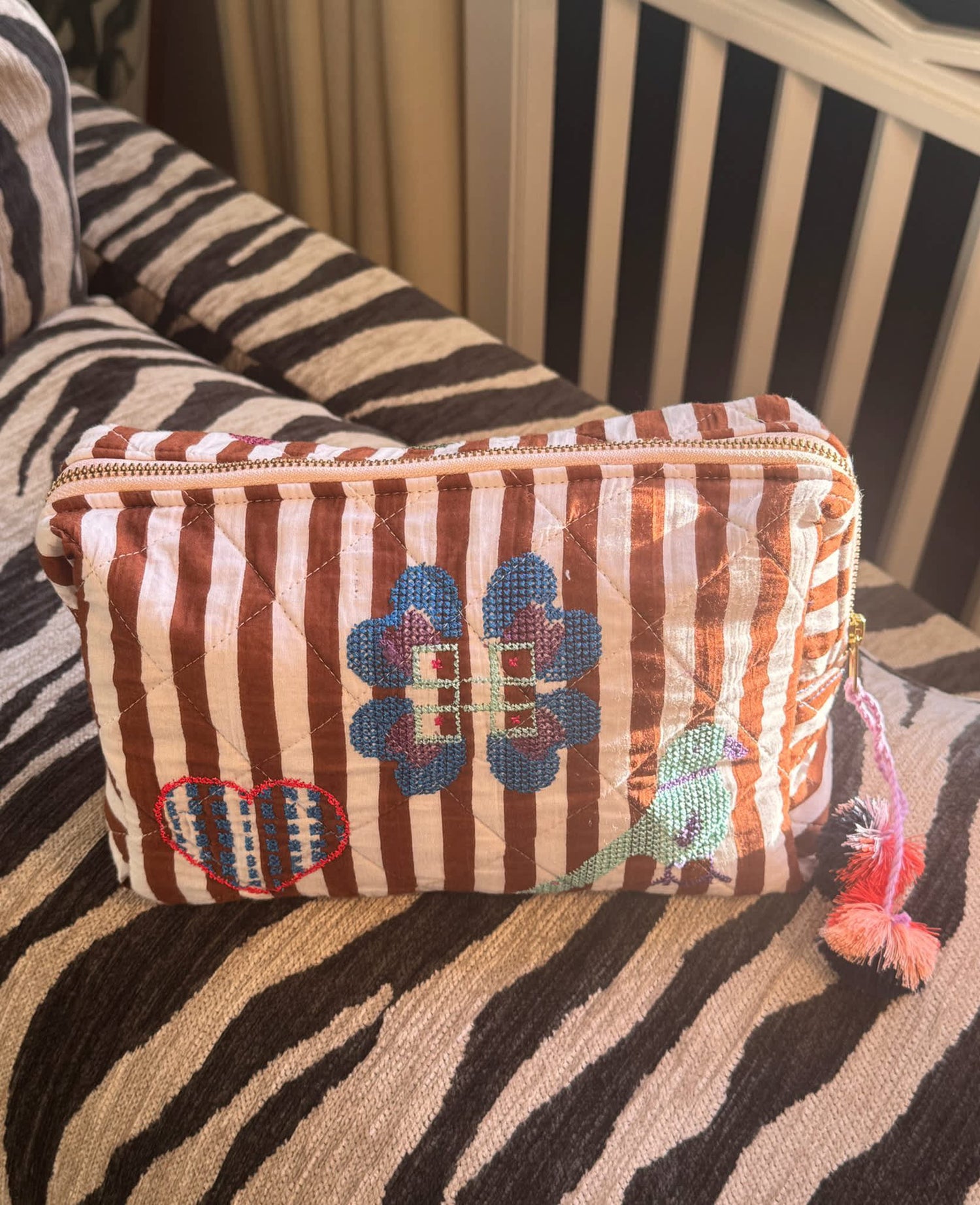 Rosea Cosmetic Bag - Brown Stripes
