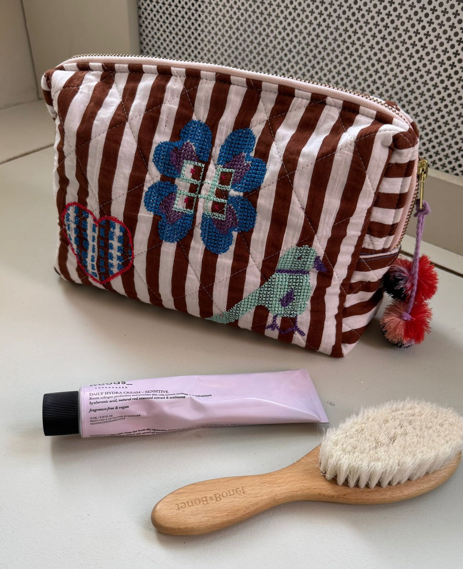 Rosea Cosmetic Bag - Brown Stripes