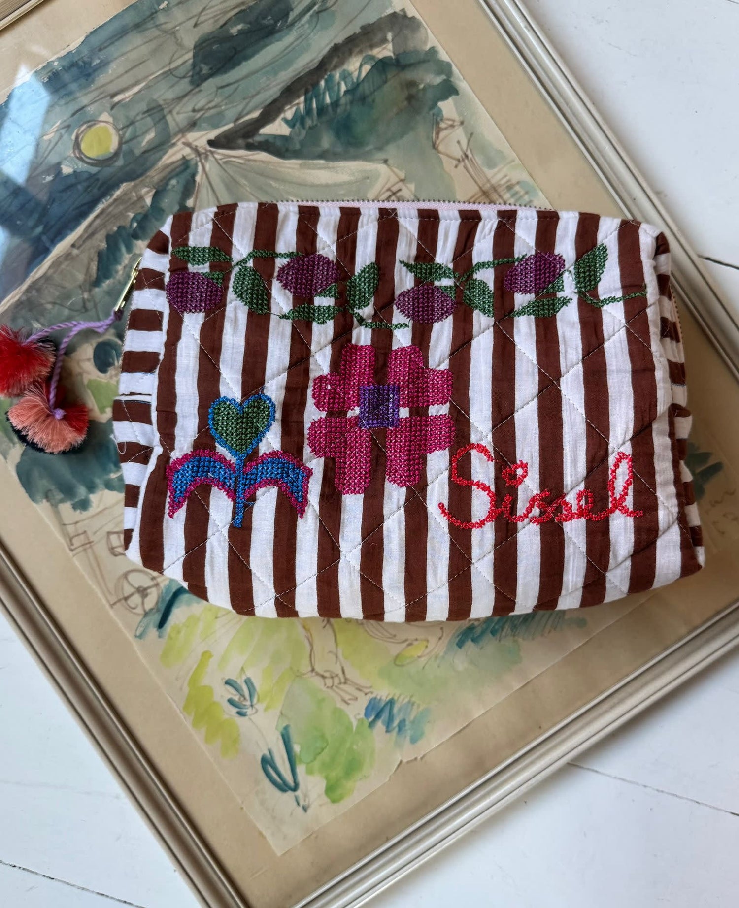 Rosea Cosmetic Bag - Brown Stripes