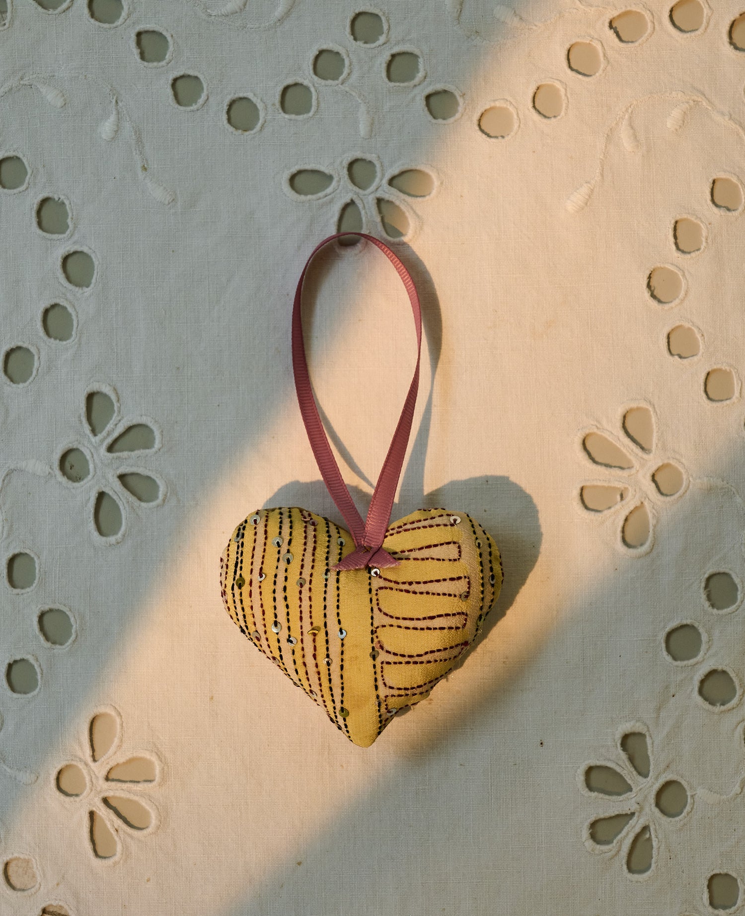 Megan Heart SILK Ornament - Coconut