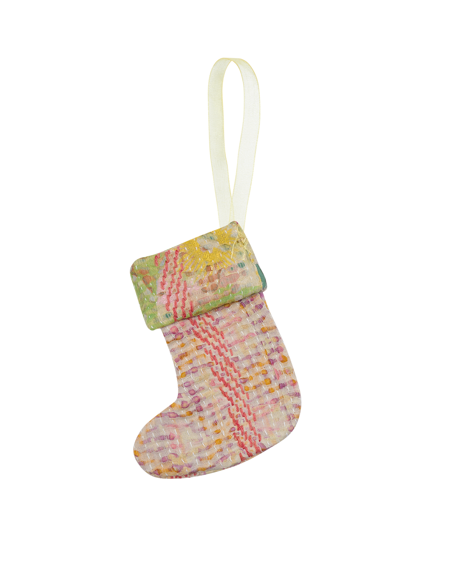 Christmas Kantha Sock Ornament - Turtle Love