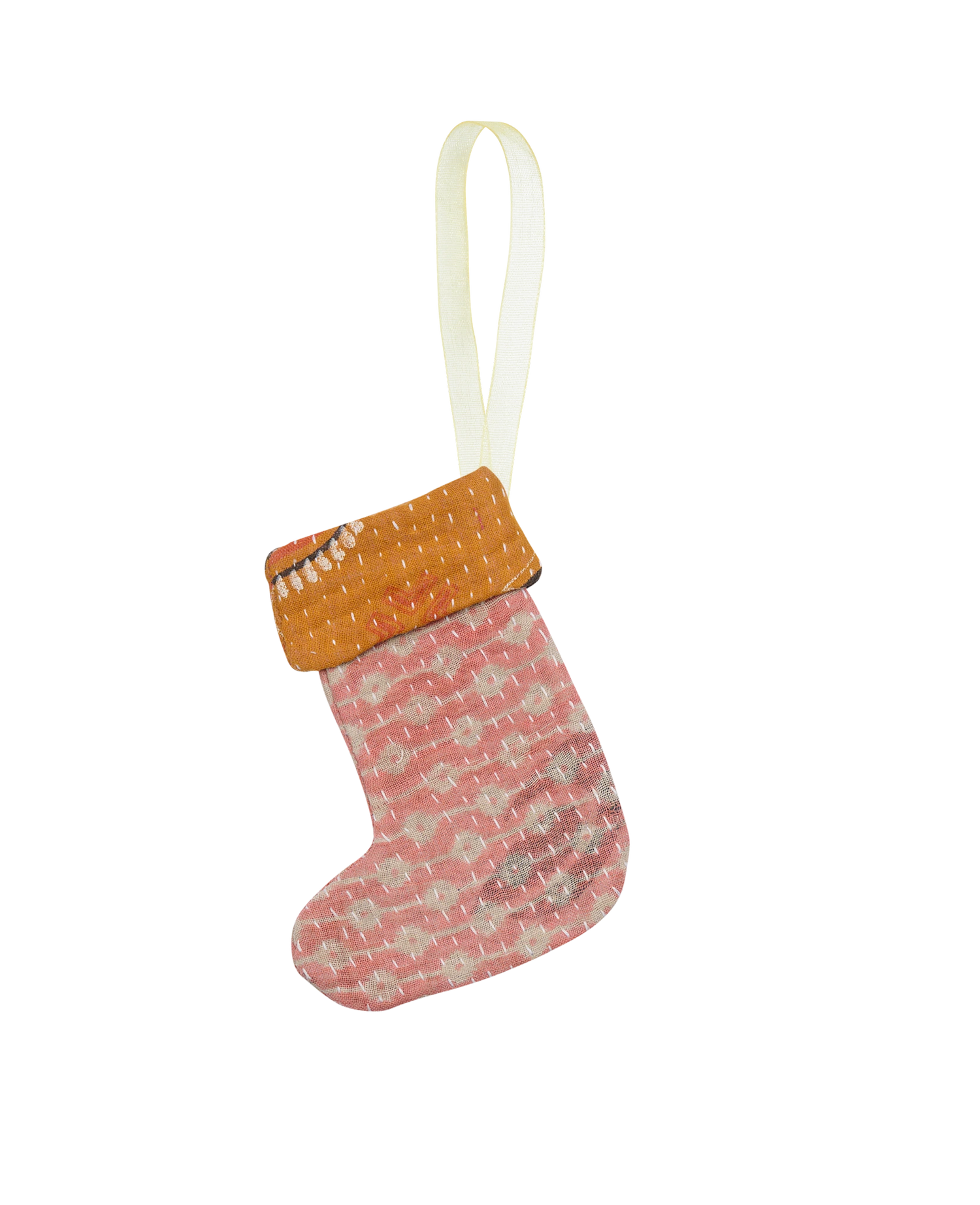 Christmas Kantha Sock Ornament - Manon Cute