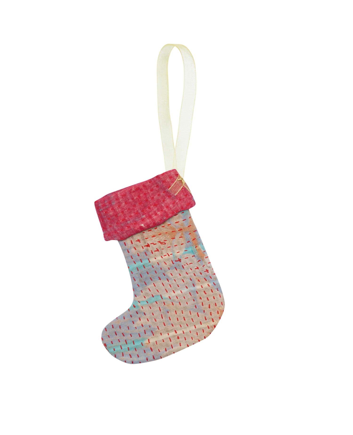 Christmas Kantha Sock Ornament - Nino