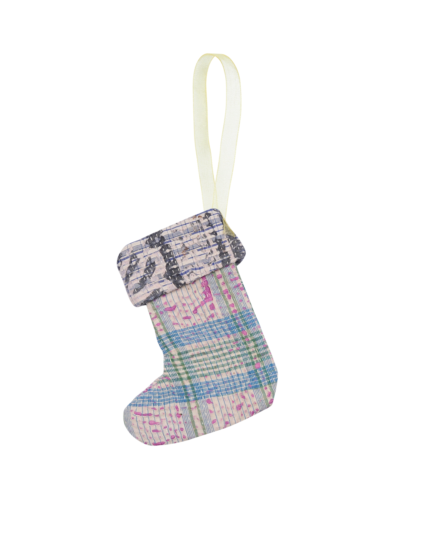 Christmas Kantha Sock Ornament - Ziggy