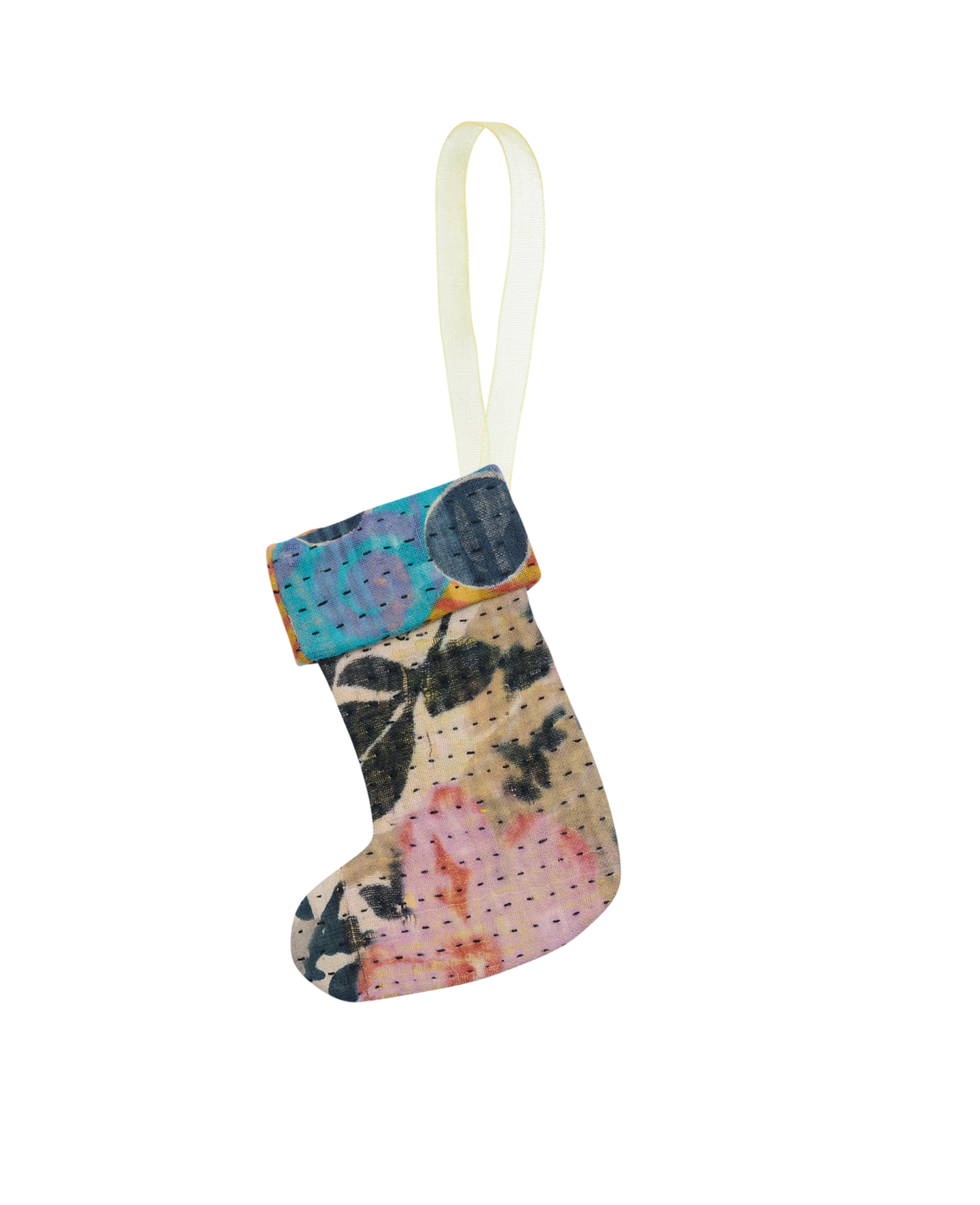 Christmas Kantha Sock Ornament - Plagg Black