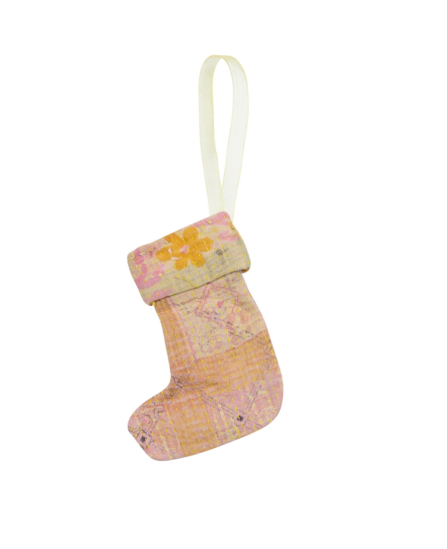 Christmas Kantha Sock Ornament - Pollen