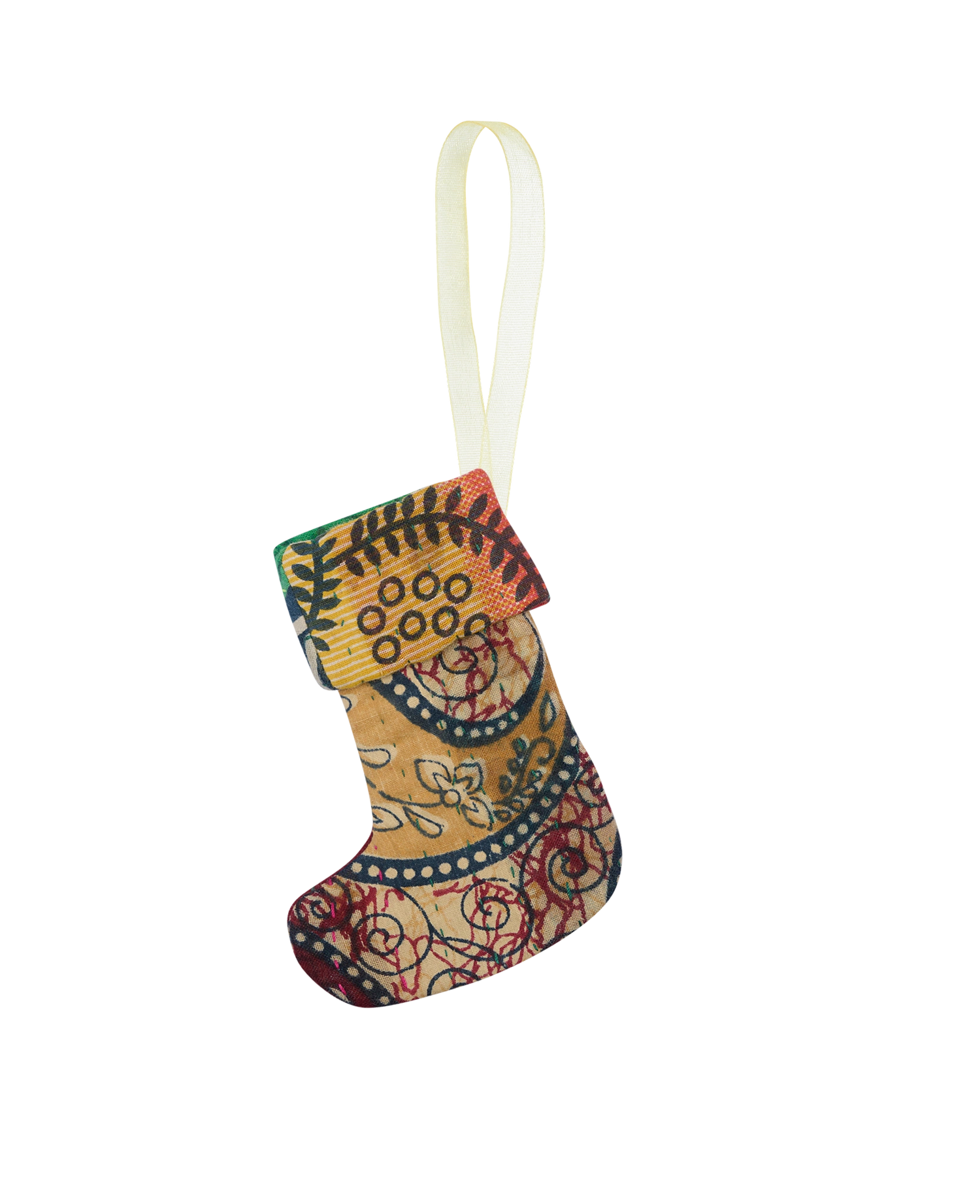 Christmas Kantha Sock Ornament - Street Life