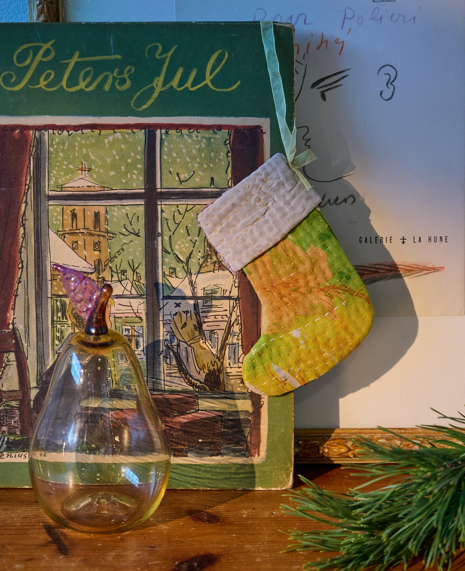 Christmas Kantha Sock Ornament - Bee