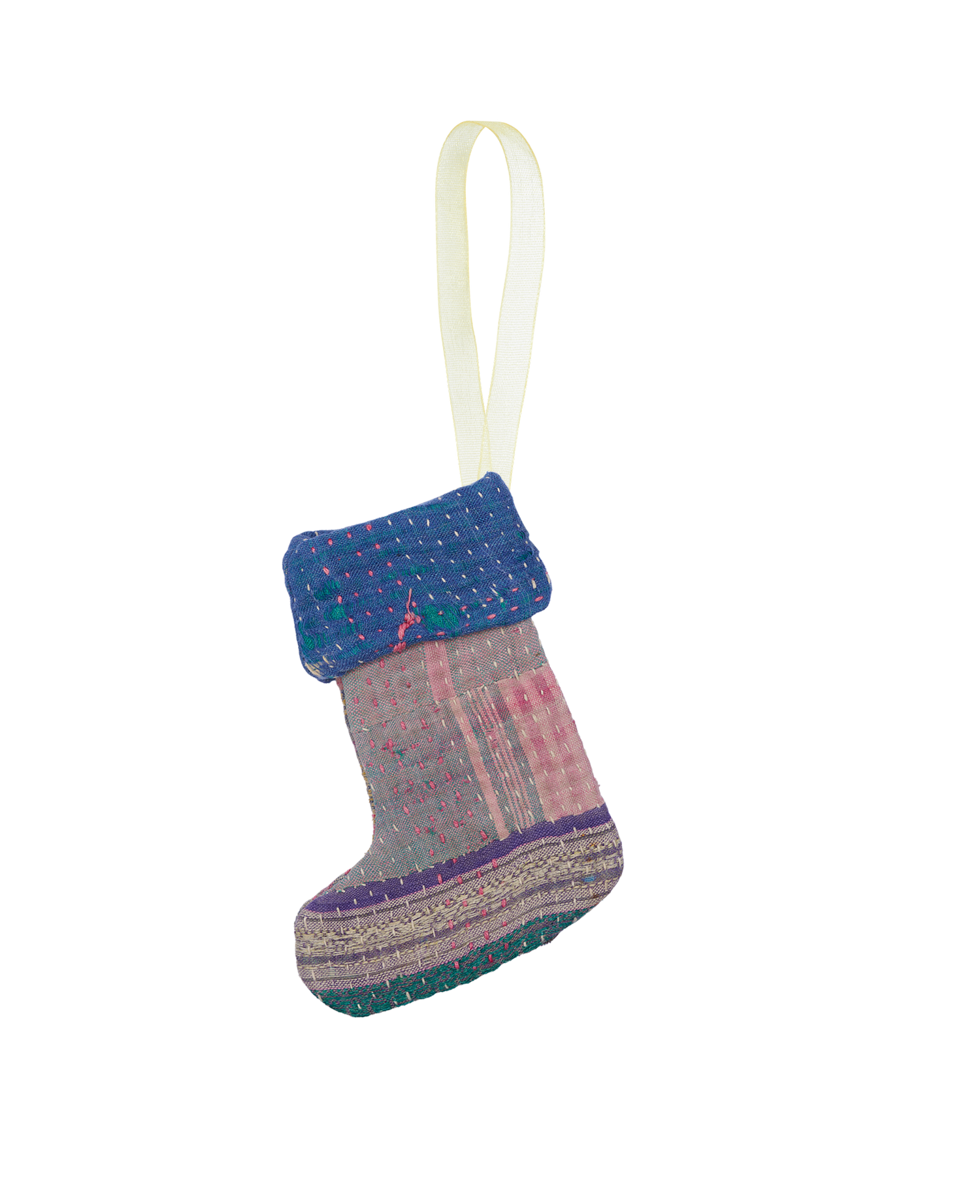 Christmas Kantha Sock Ornament - Syrup