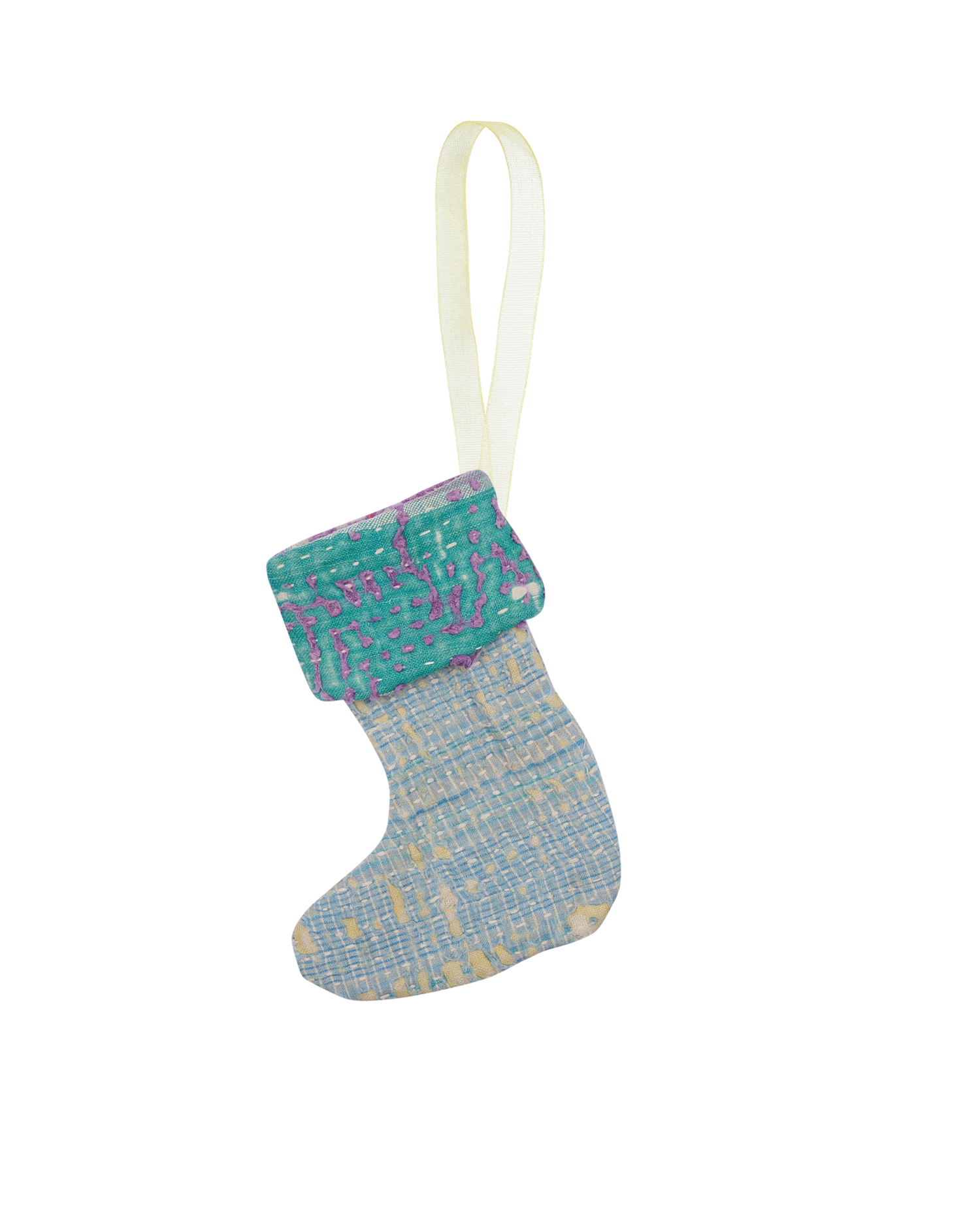 Christmas Kantha Sock Ornament - Mullo Asphalt