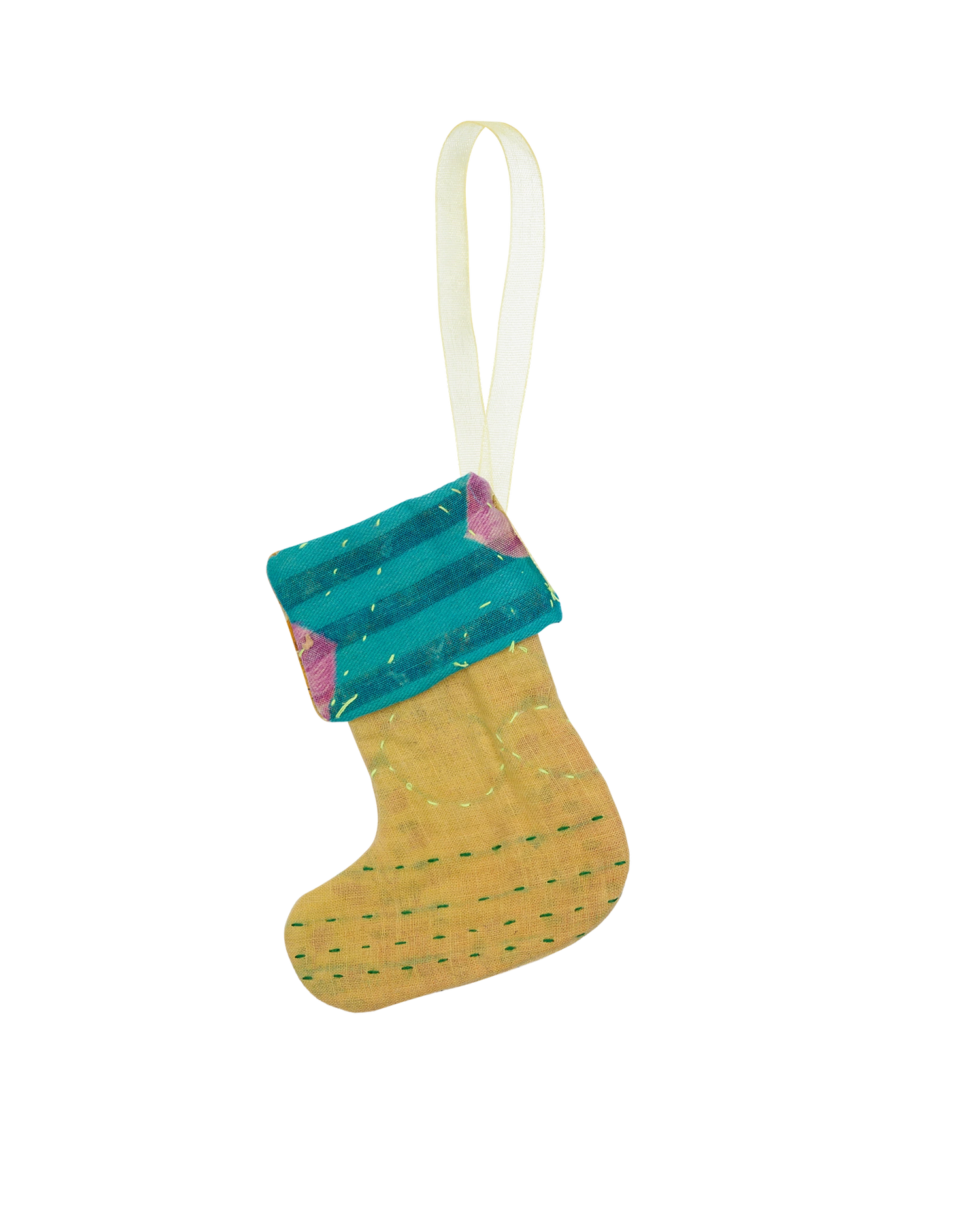 Christmas Kantha Sock Ornament - Xuppu Banana