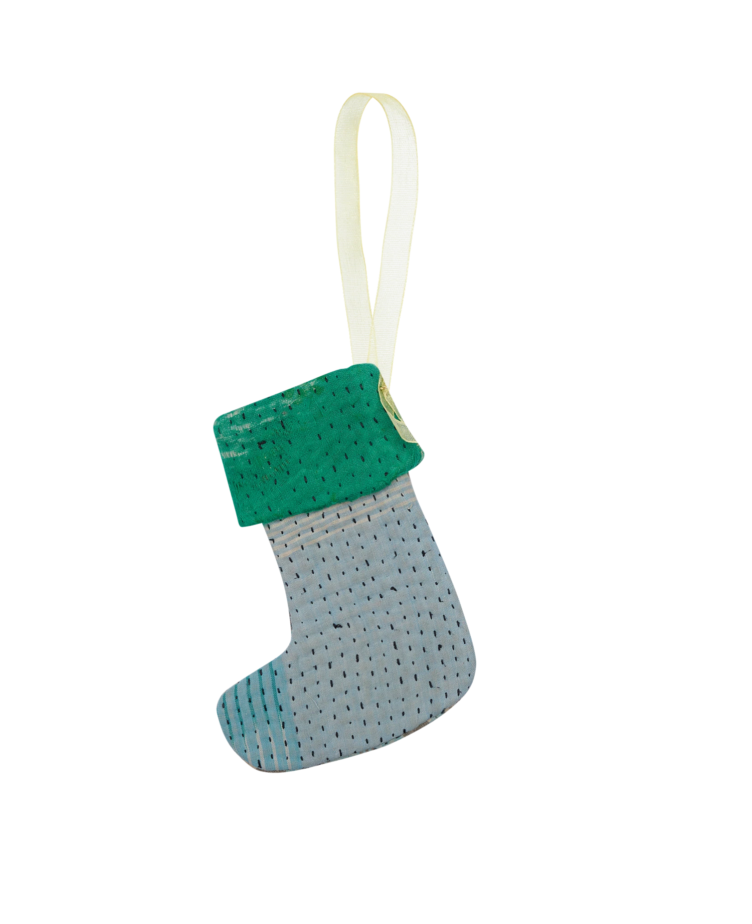 Christmas Kantha Sock Ornament - Sass Verde