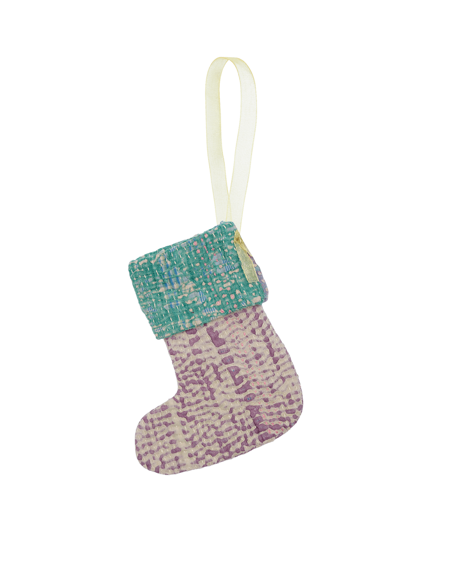 Christmas Kantha Sock Ornament - Daizzy Grape