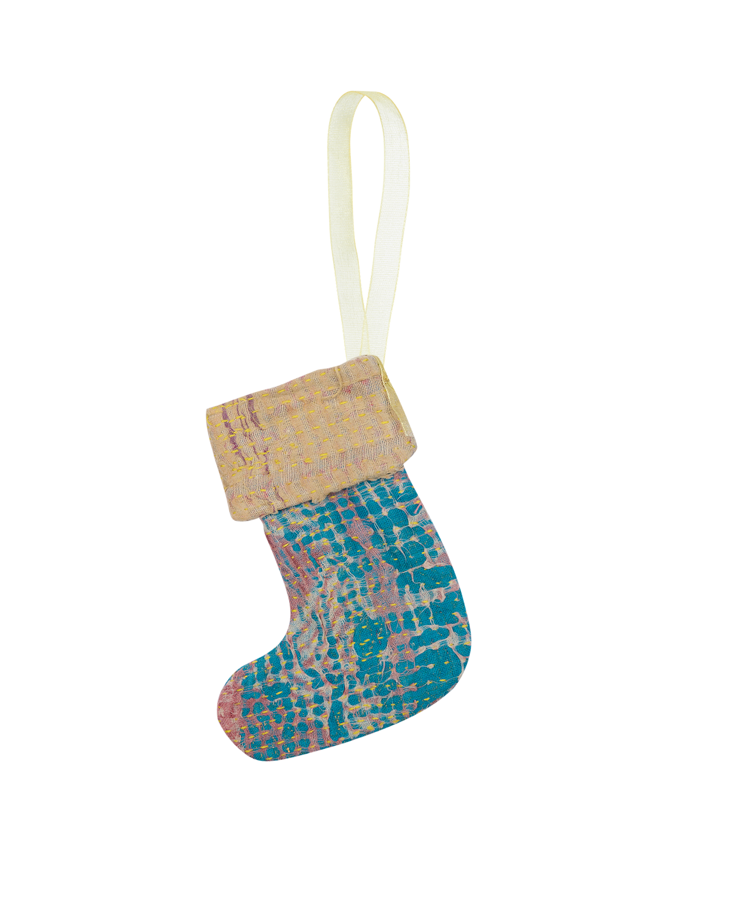 Christmas Kantha Sock Ornament - Summer Skye