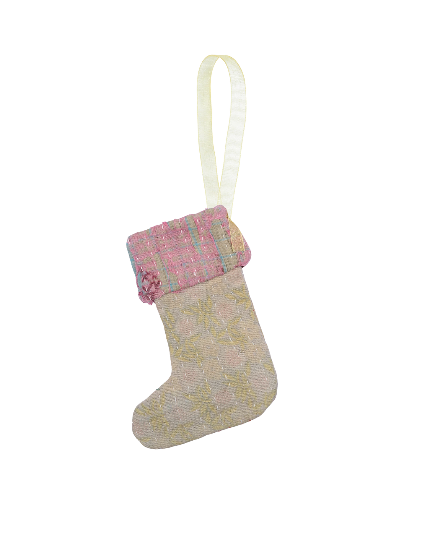 Christmas Kantha Sock Ornament - Pastel Mix