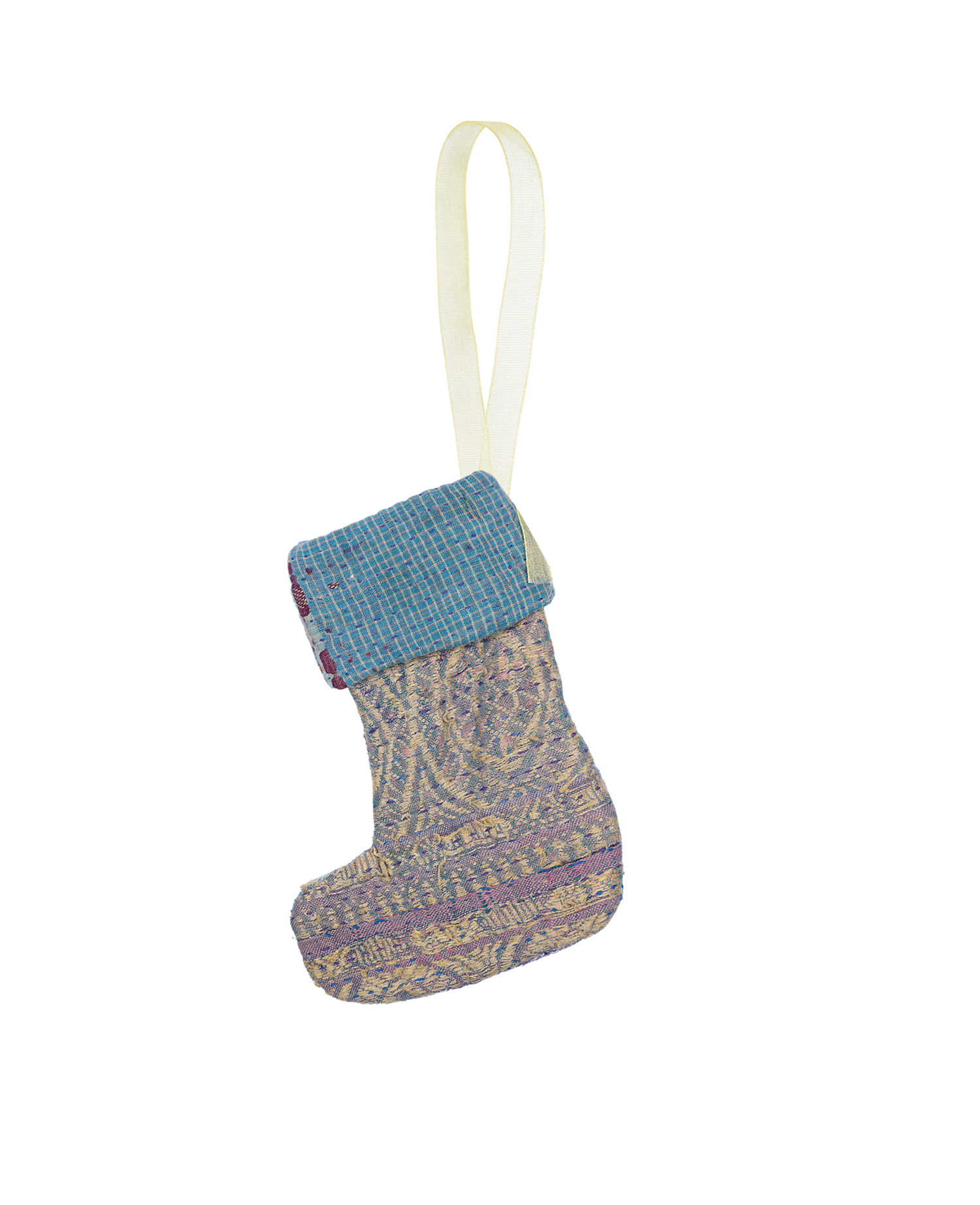 Christmas Kantha Sock Ornament - Lavender Mix